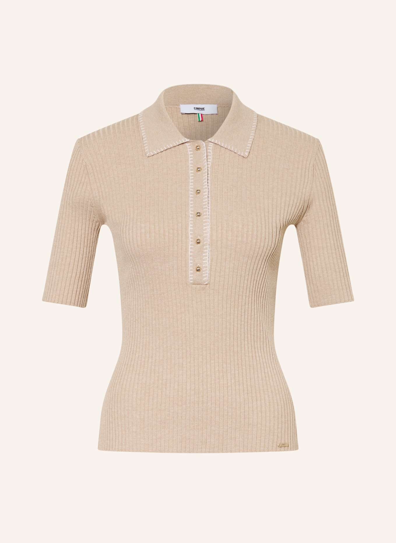 CINQUE Gebreid poloshirt CIELBO: BEIGE / GOUD