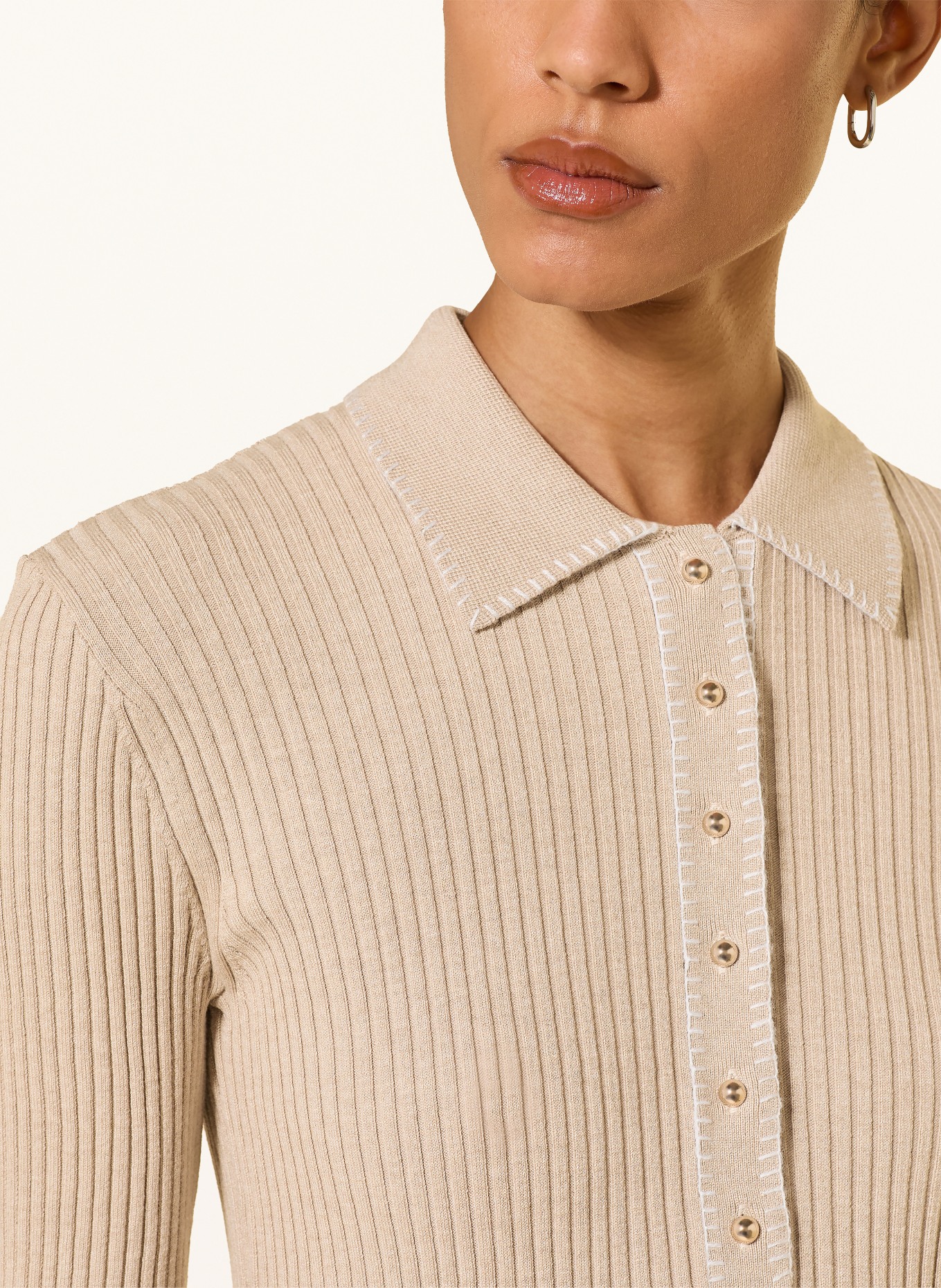 CINQUE Gebreid poloshirt CIELBO: BEIGE / GOUD