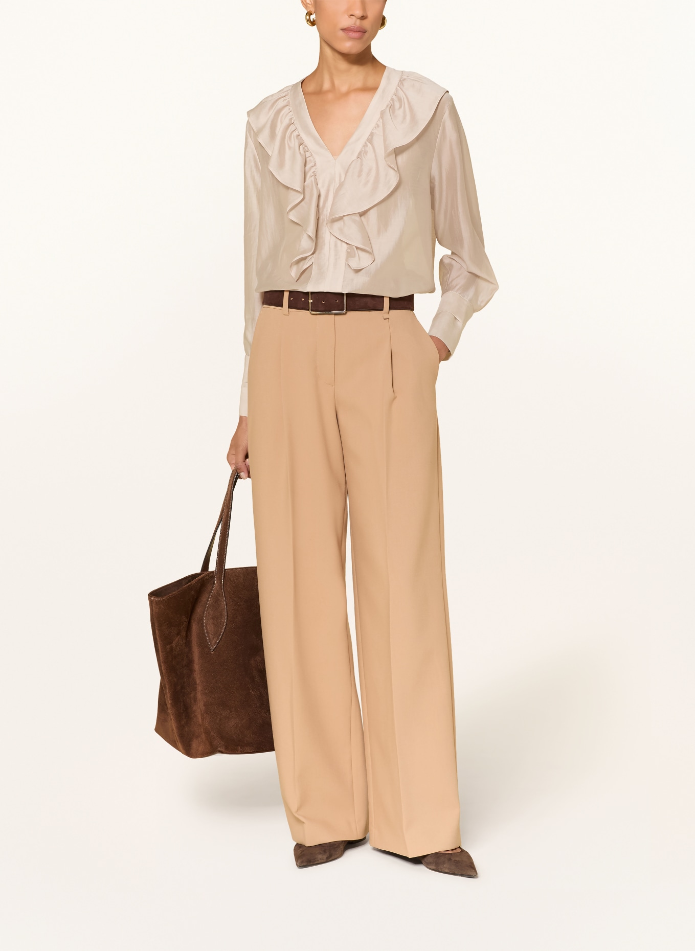 CINQUE Blusenshirt CIPIERA mit Rüschen: BEIGE