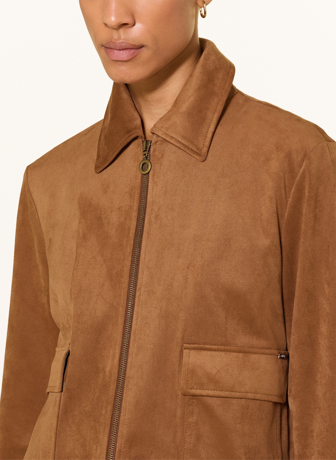 CINQUE CIANTON Leather-Look Jacket: COGNAC
