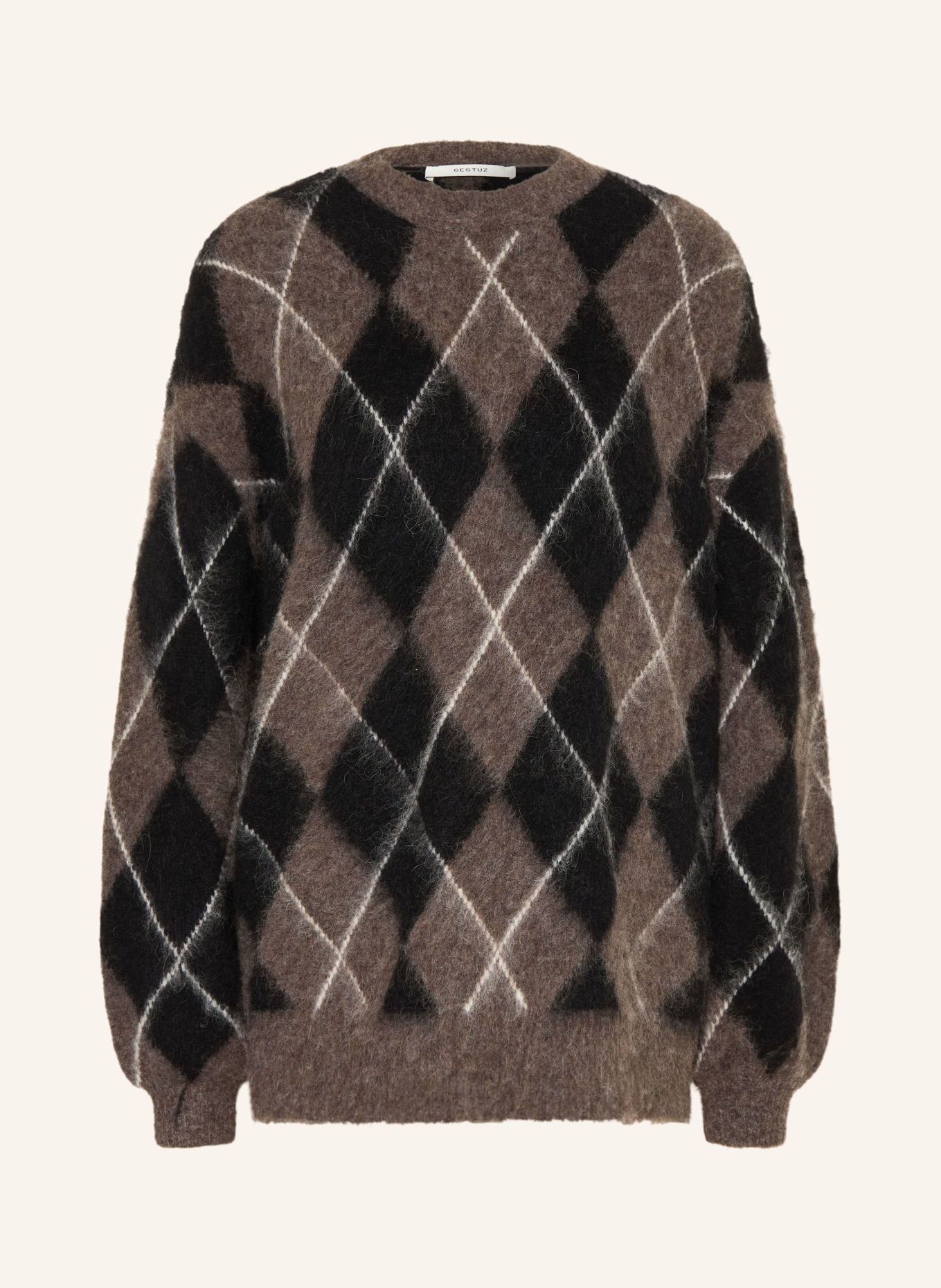 GESTUZ Oversized-Pullover GZSIDA mit Alpaka: BRAUN / WEISS / SCHWARZ