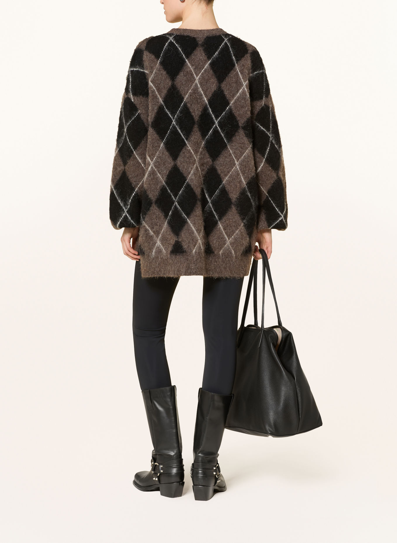 GESTUZ Oversized-Pullover GZSIDA mit Alpaka: BRAUN / WEISS / SCHWARZ