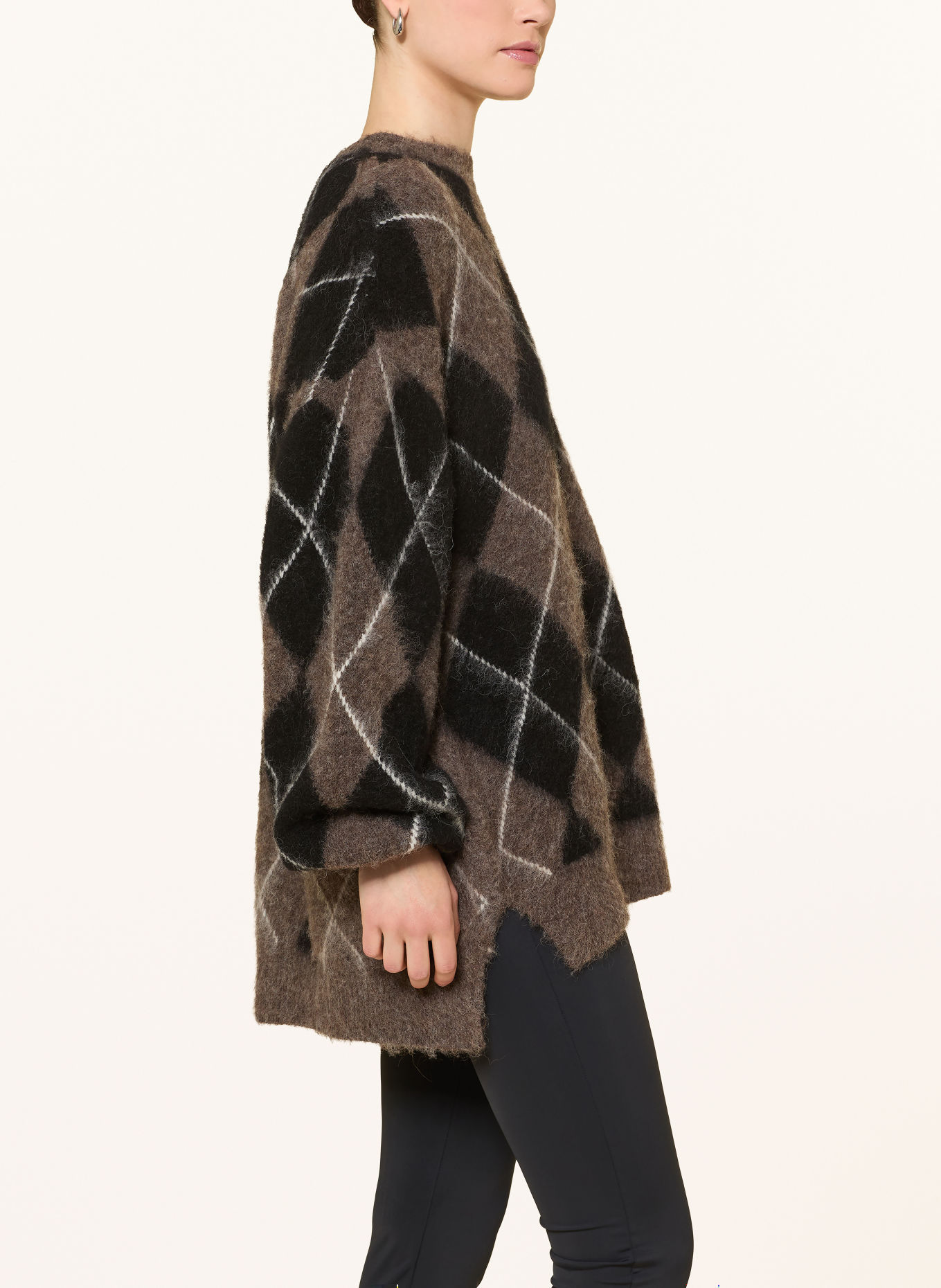 GESTUZ Oversized-Pullover GZSIDA mit Alpaka: BRAUN / WEISS / SCHWARZ