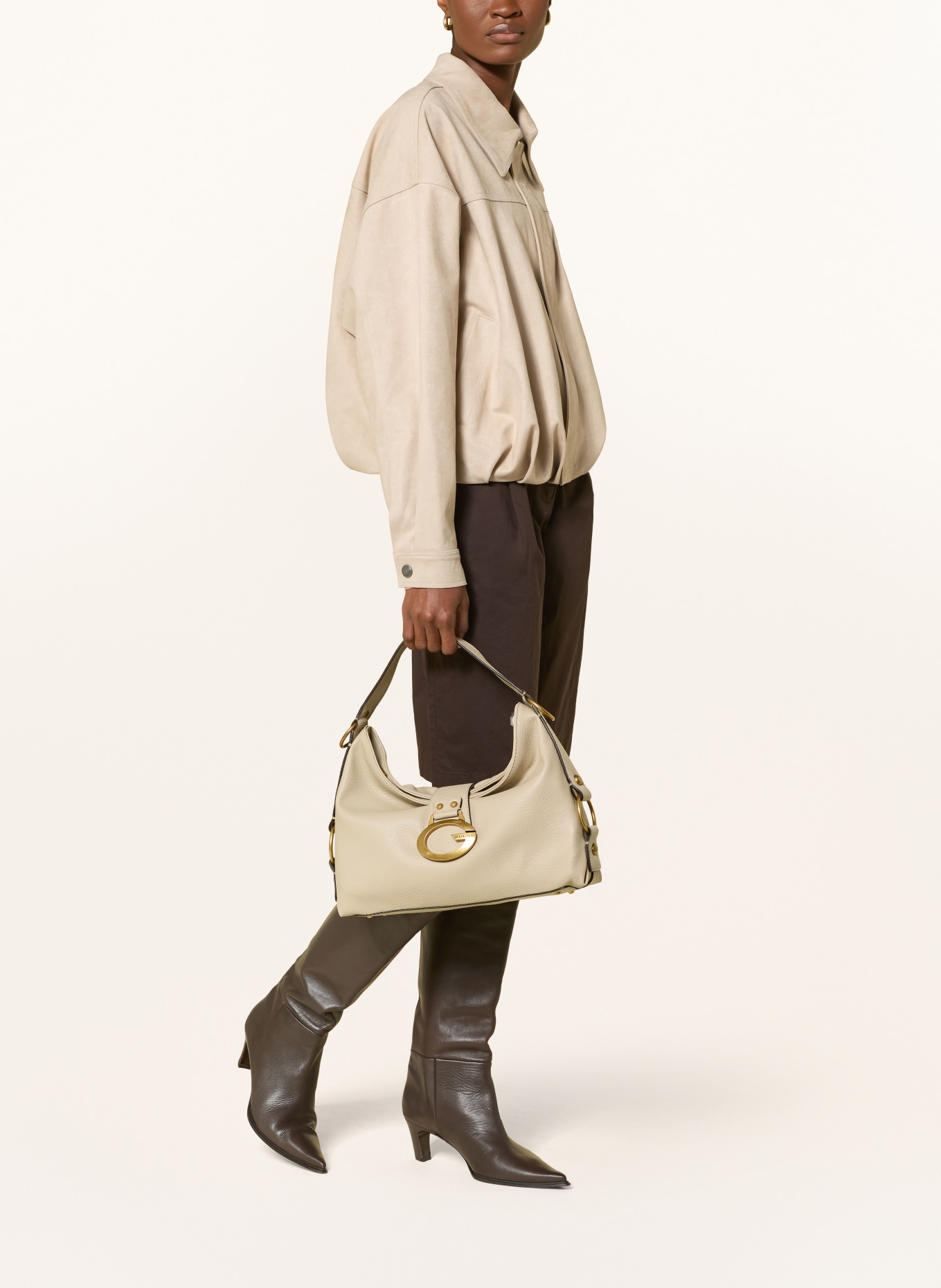 GUESS Schoudertas CAMDEN: GRIJS / GOUD