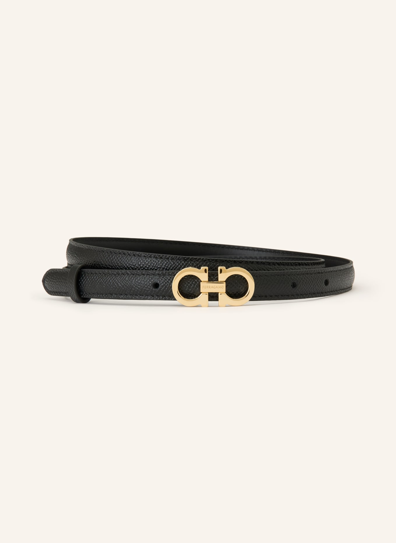 FERRAGAMO Leren riem: ZWART / GOUD
