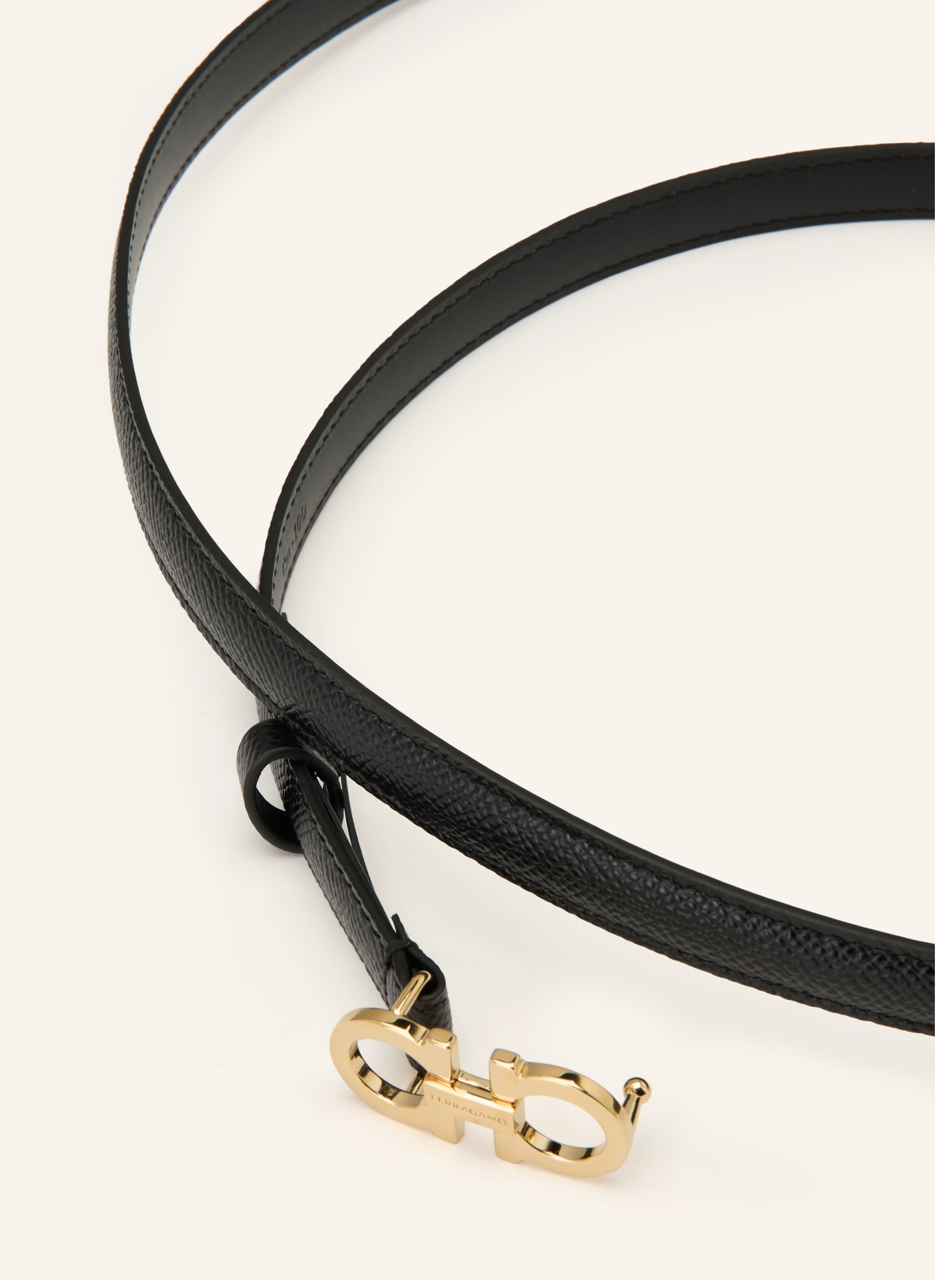 FERRAGAMO Leren riem: ZWART / GOUD