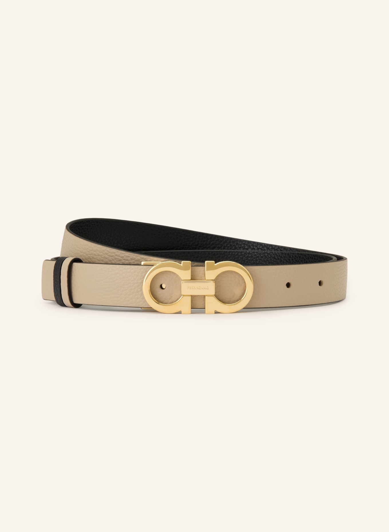 FERRAGAMO Reversible leather belt: TAUPE / GOLD / BLACK