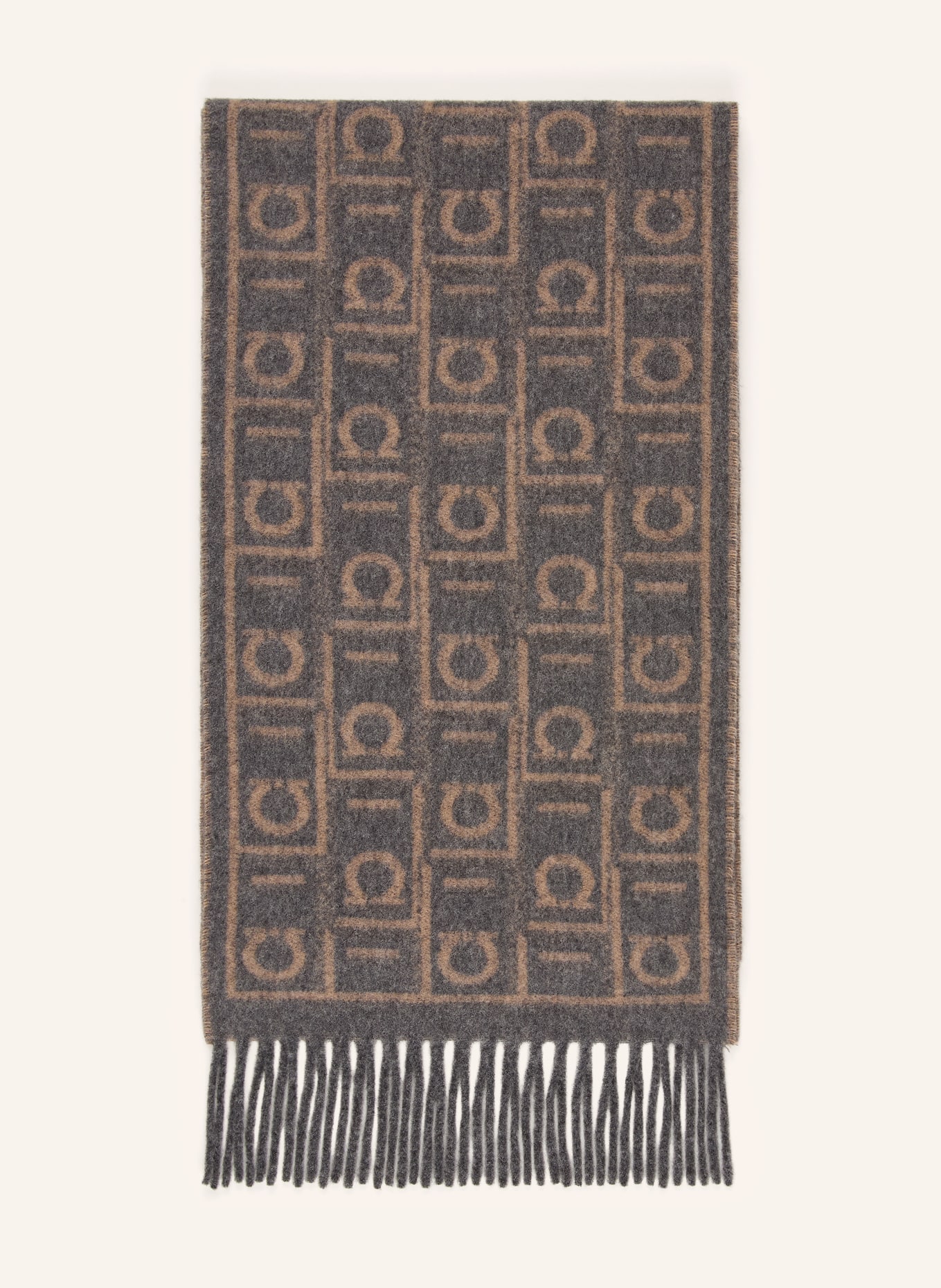 FERRAGAMO Schal mit Cashmere: BLAUGRAU / TAUPE