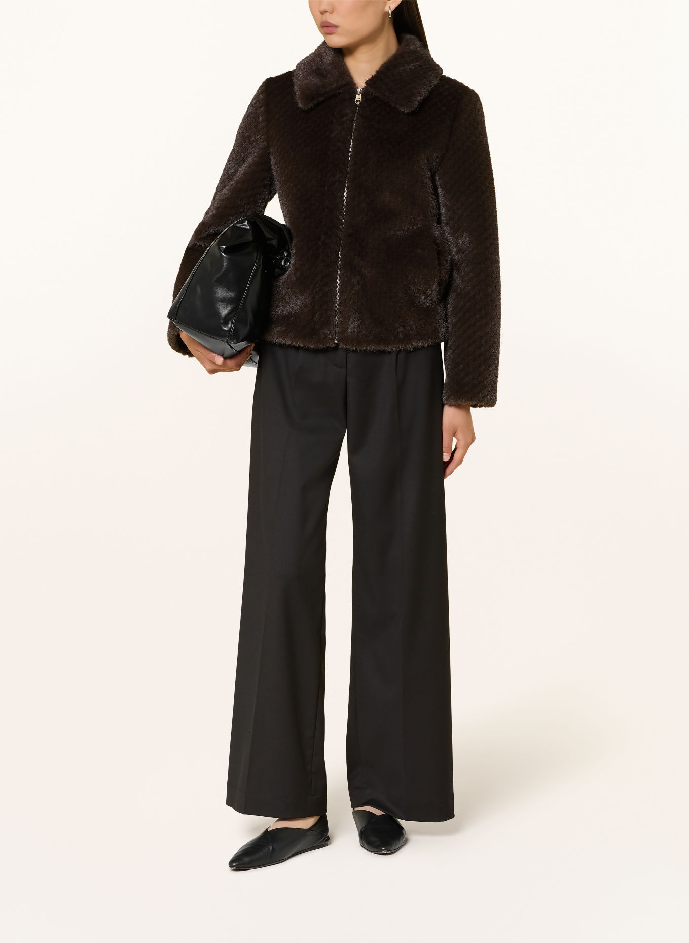 CINQUE CISAFF Faux Fur Jacket: DARK BROWN
