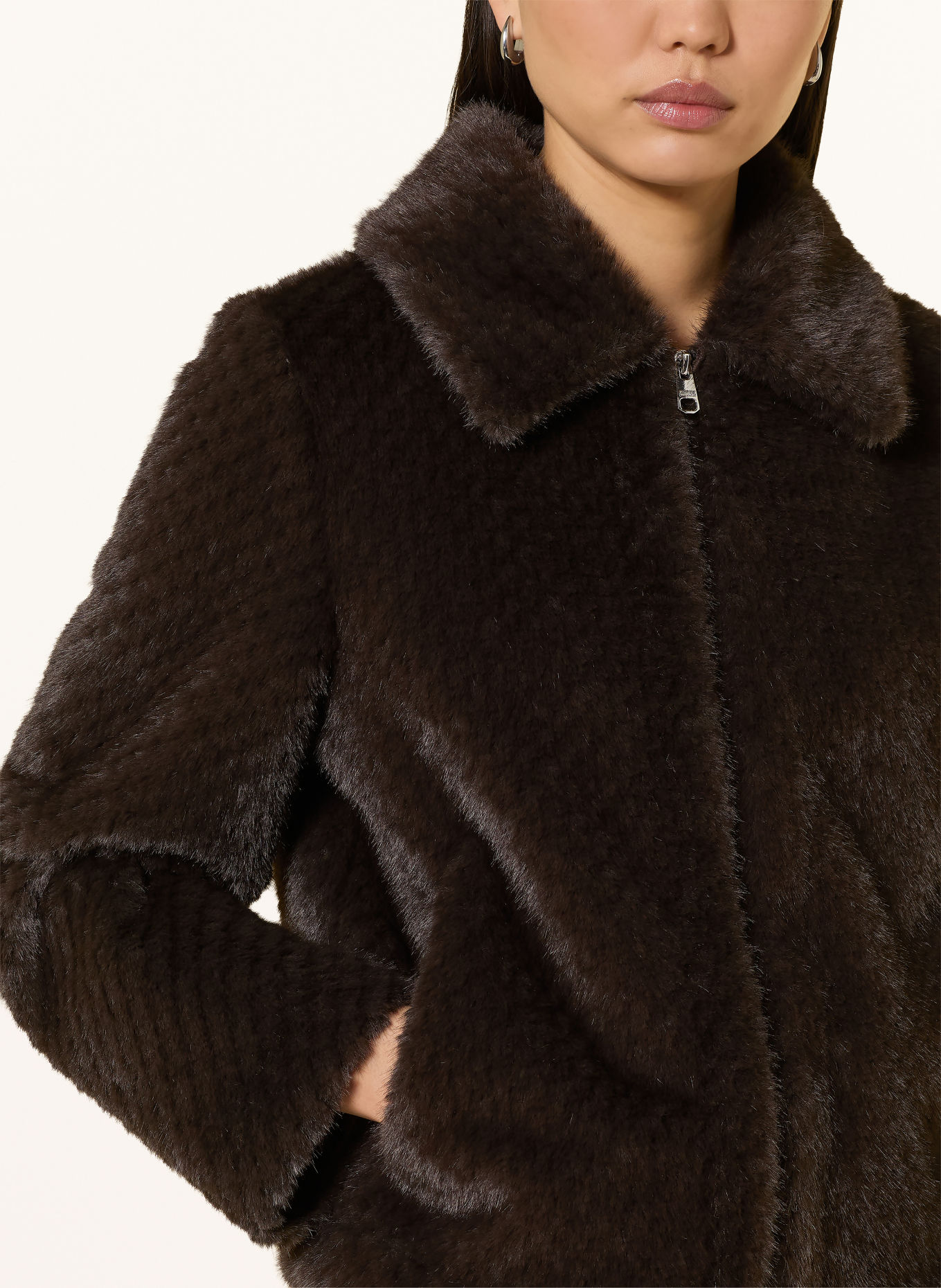 CINQUE CISAFF Faux Fur Jacket: DARK BROWN