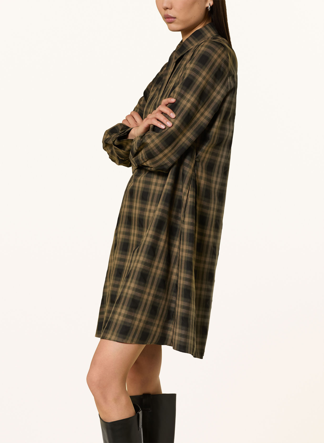 CINQUE Hemdblusenkleid CIELIA mit abnehmbarer Schluppe: CAMEL / DUNKELGRÜN / SCHWARZ