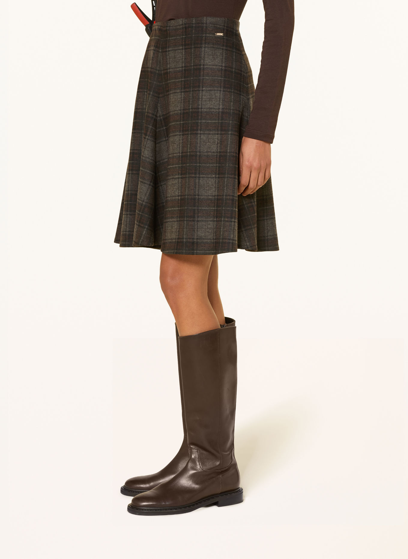 CINQUE Flanellen rok CIROADSTER: MARRON FONCÉ / BRUIN / ZWART