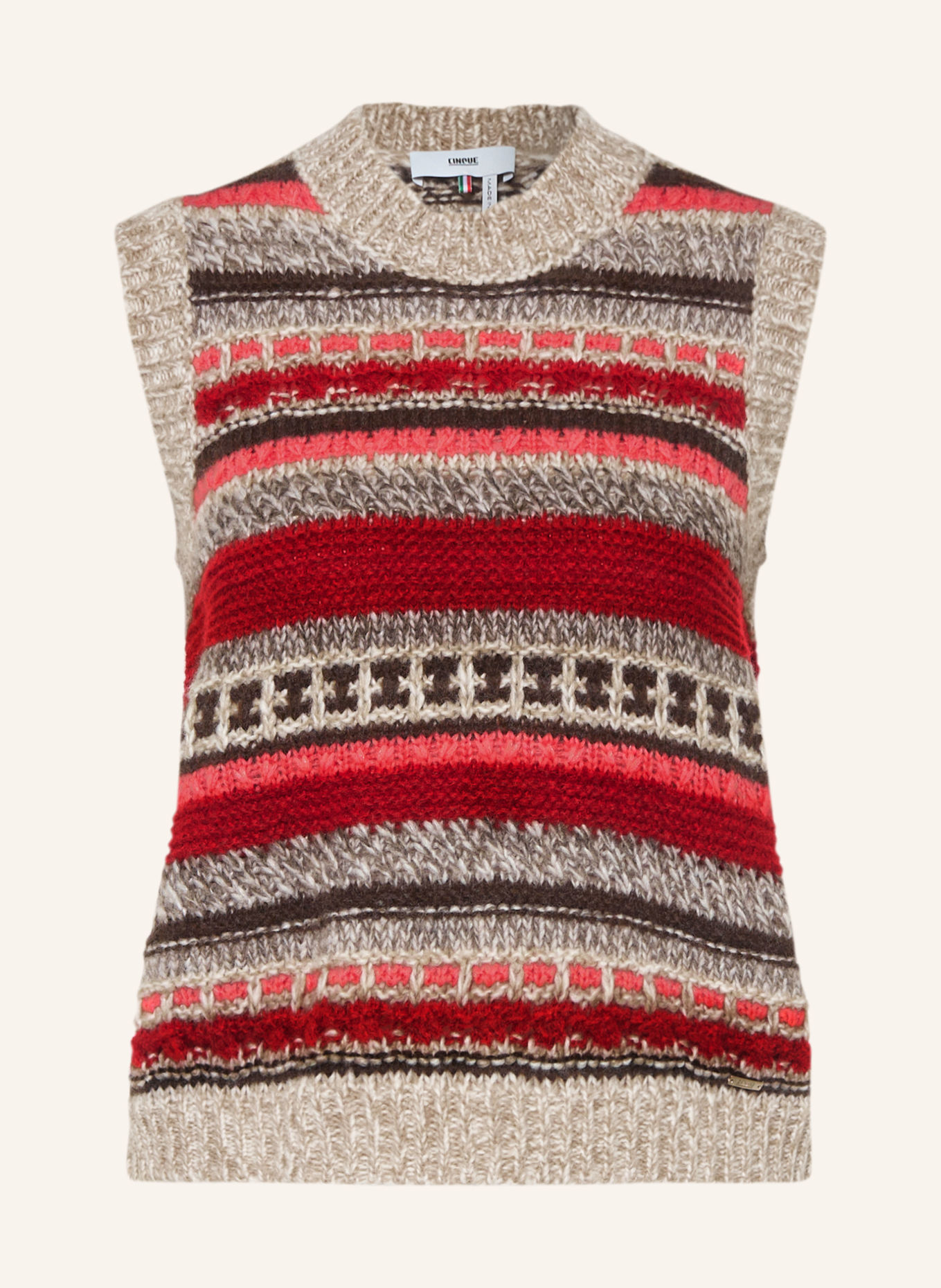 CINQUE Pullunder CICHANILO: DUNKELROT / TAUPE / HELLROT