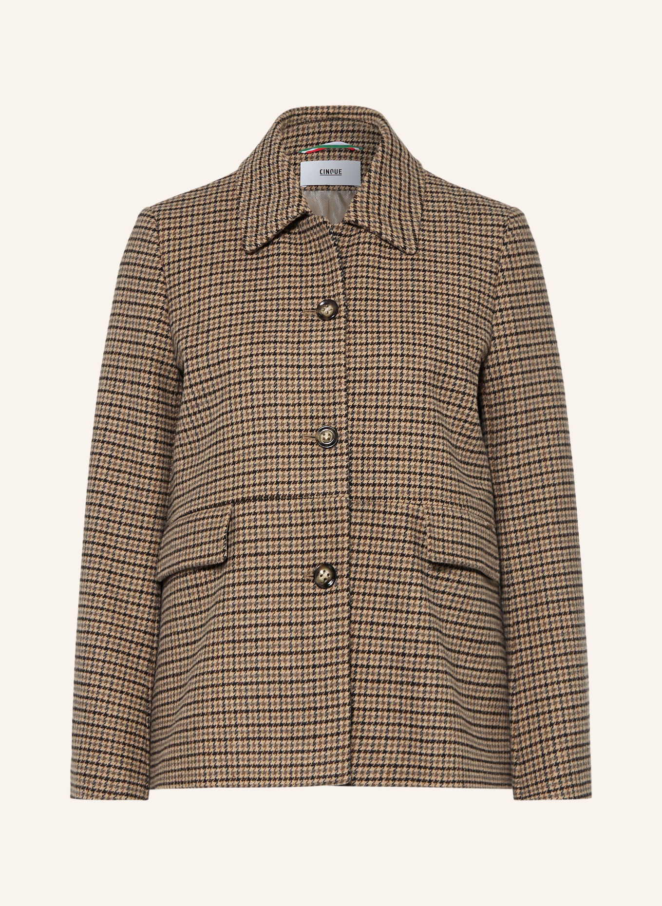 CINQUE CILEONORE-jasje van flanel: BEIGE / MARRON FONCÉ / DONKERBLAUW