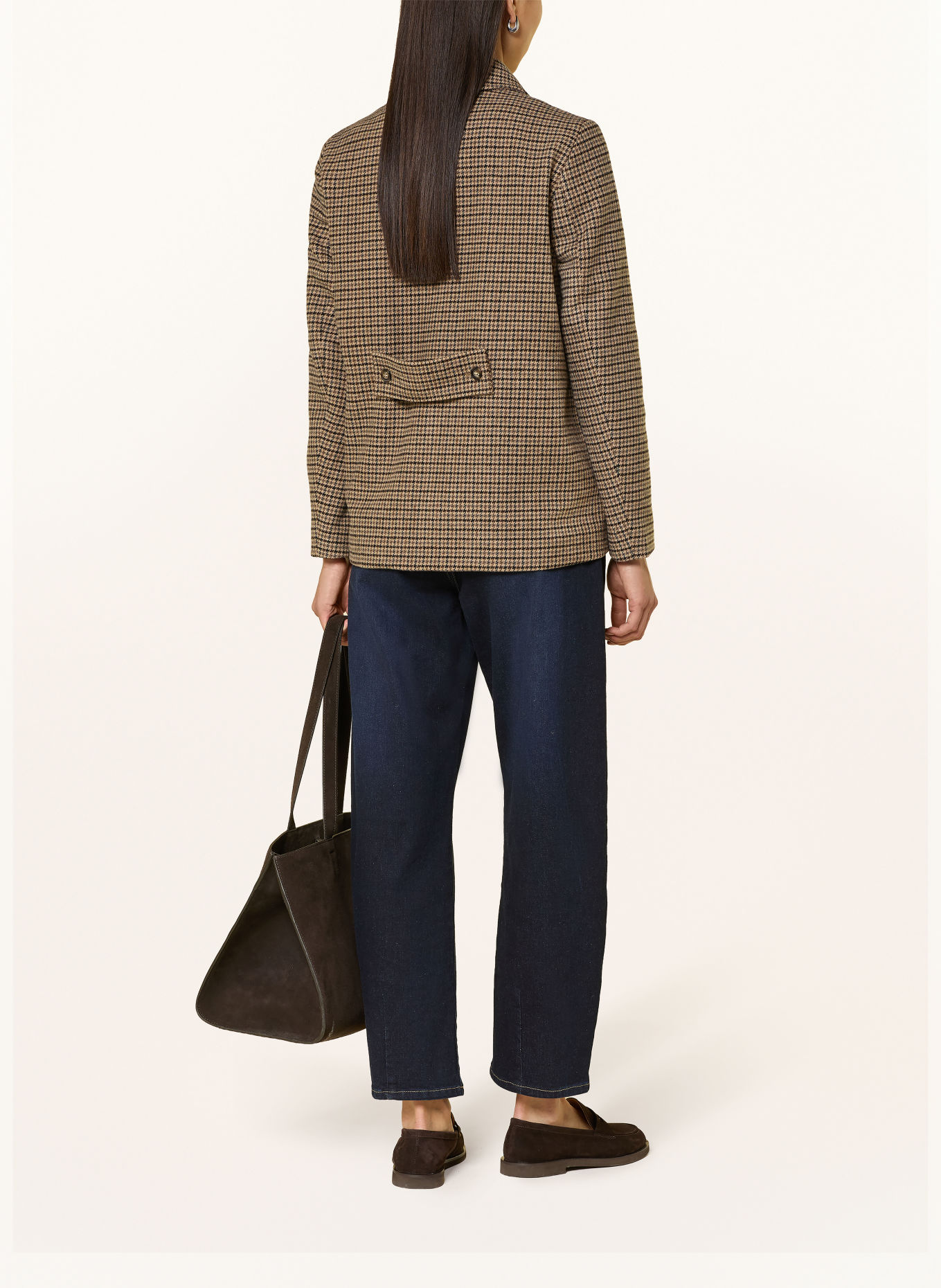 CINQUE CILEONORE-jasje van flanel: BEIGE / MARRON FONCÉ / DONKERBLAUW