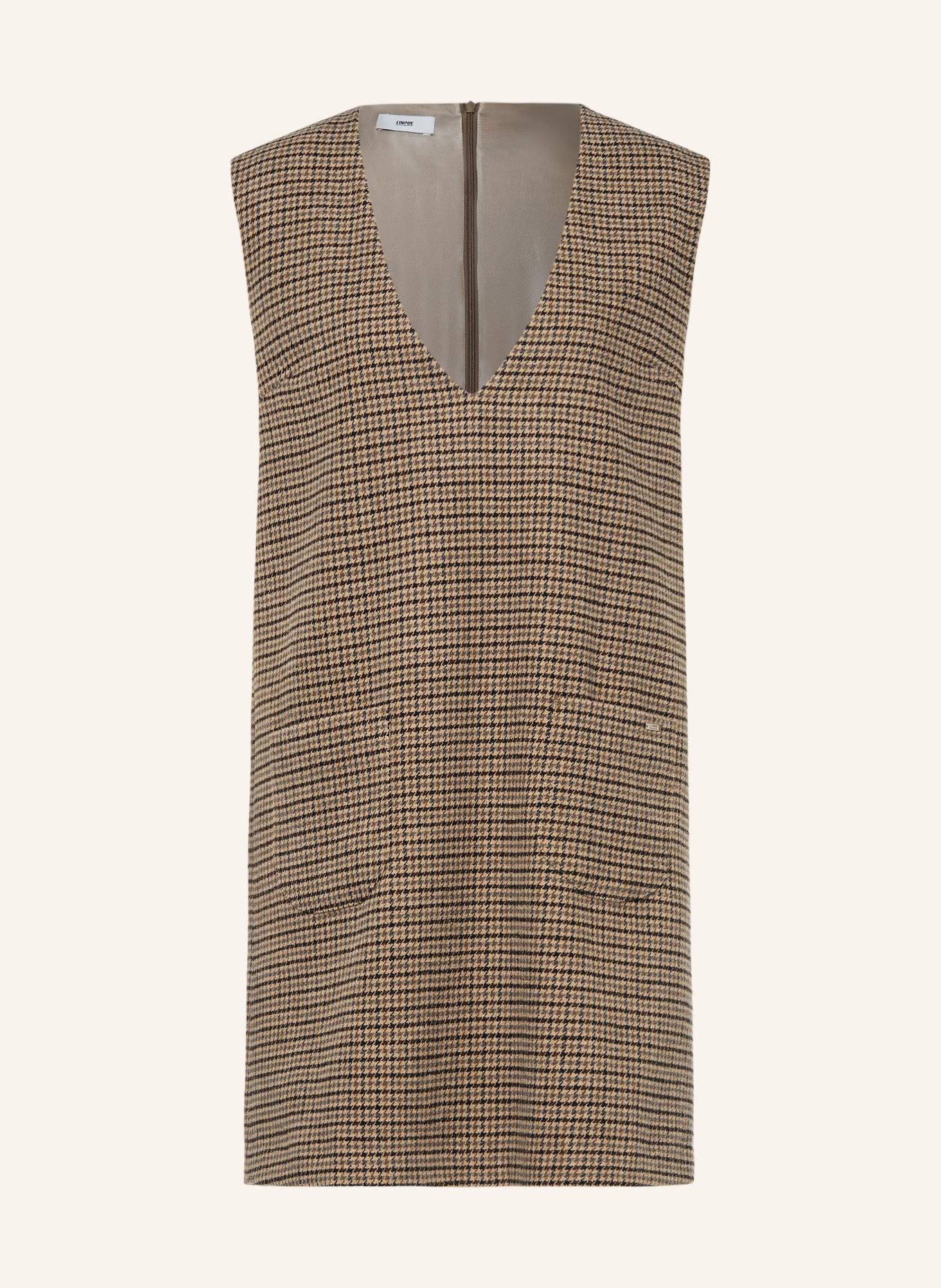 CINQUE CIEYVAR Flannel Dress: BEIGE / DARK BROWN / DARK BLUE