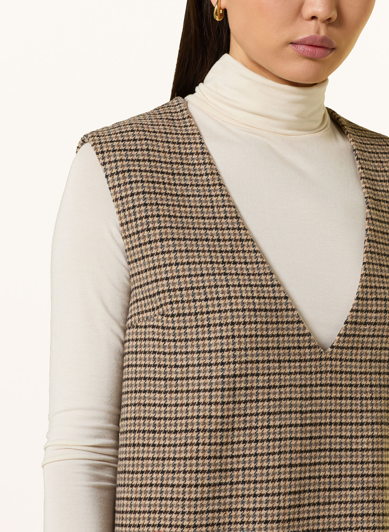 CINQUE CIEYVAR Flannel Dress: BEIGE / DARK BROWN / DARK BLUE