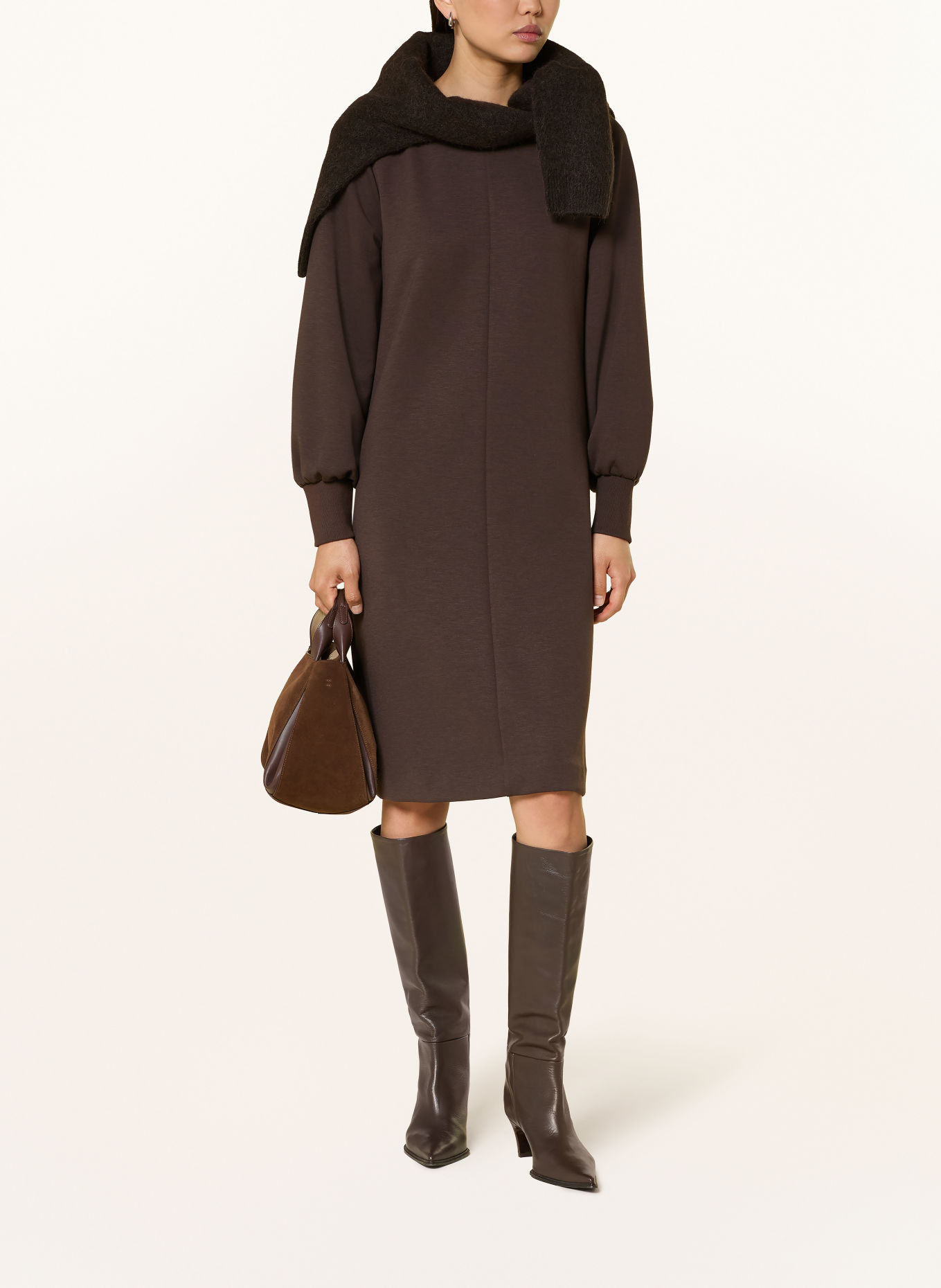 CINQUE CIINORA Jersey Dress: DARK BROWN