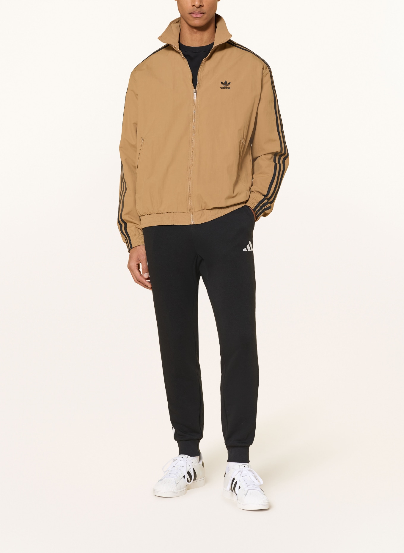 adidas ESSENTIALS 3-Stripe Sweatpants: BLACK / WHITE