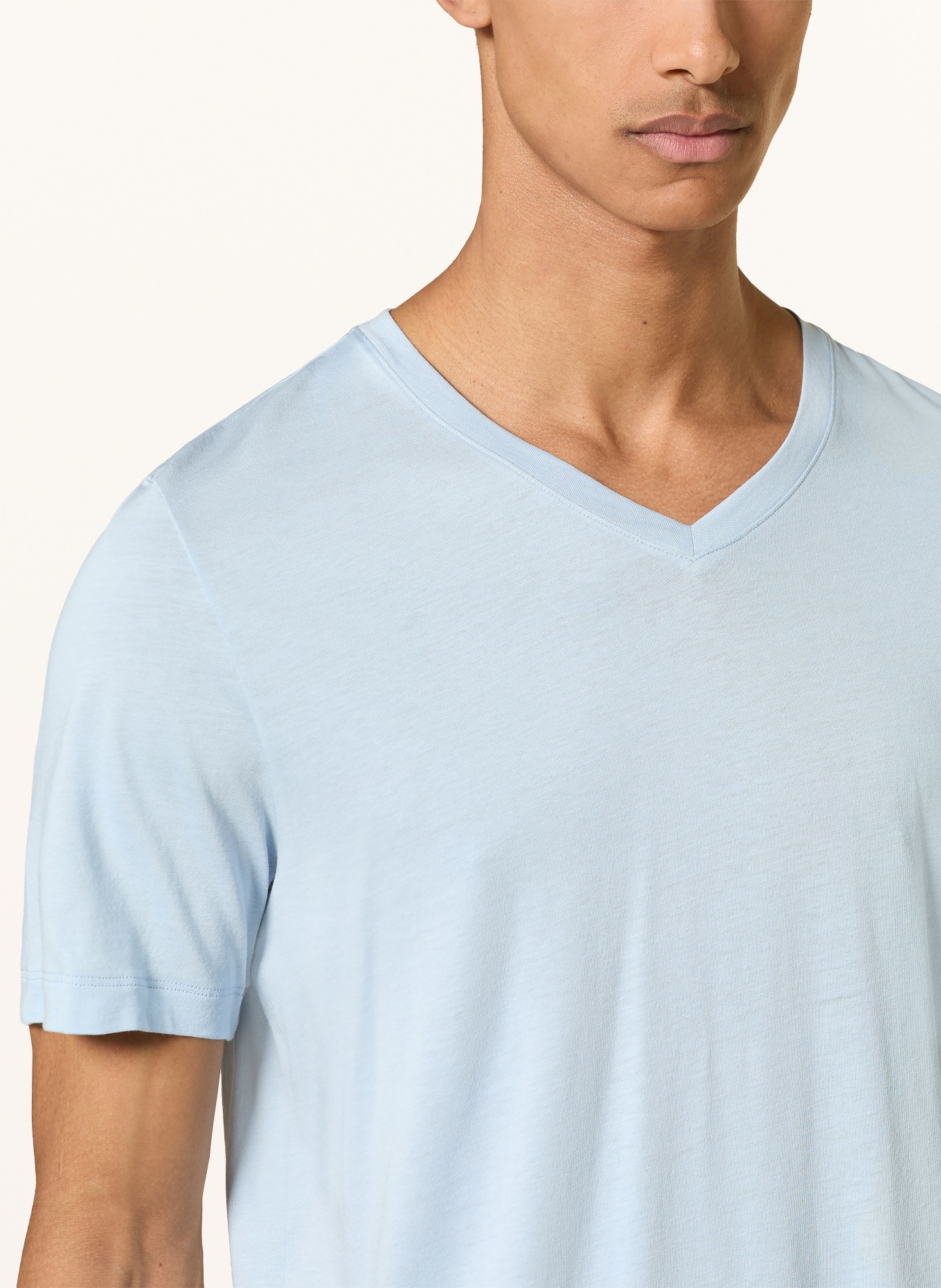 HANRO NIGHT &amp; DAY Shorty Pajamas: LIGHT BLUE / DARK BLUE / WHITE