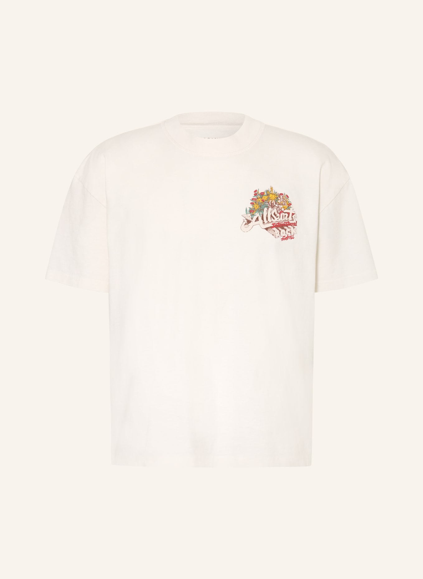 ALLSAINTS T-Shirt ROQUE: ECRU / ROT / DUNKELGELB
