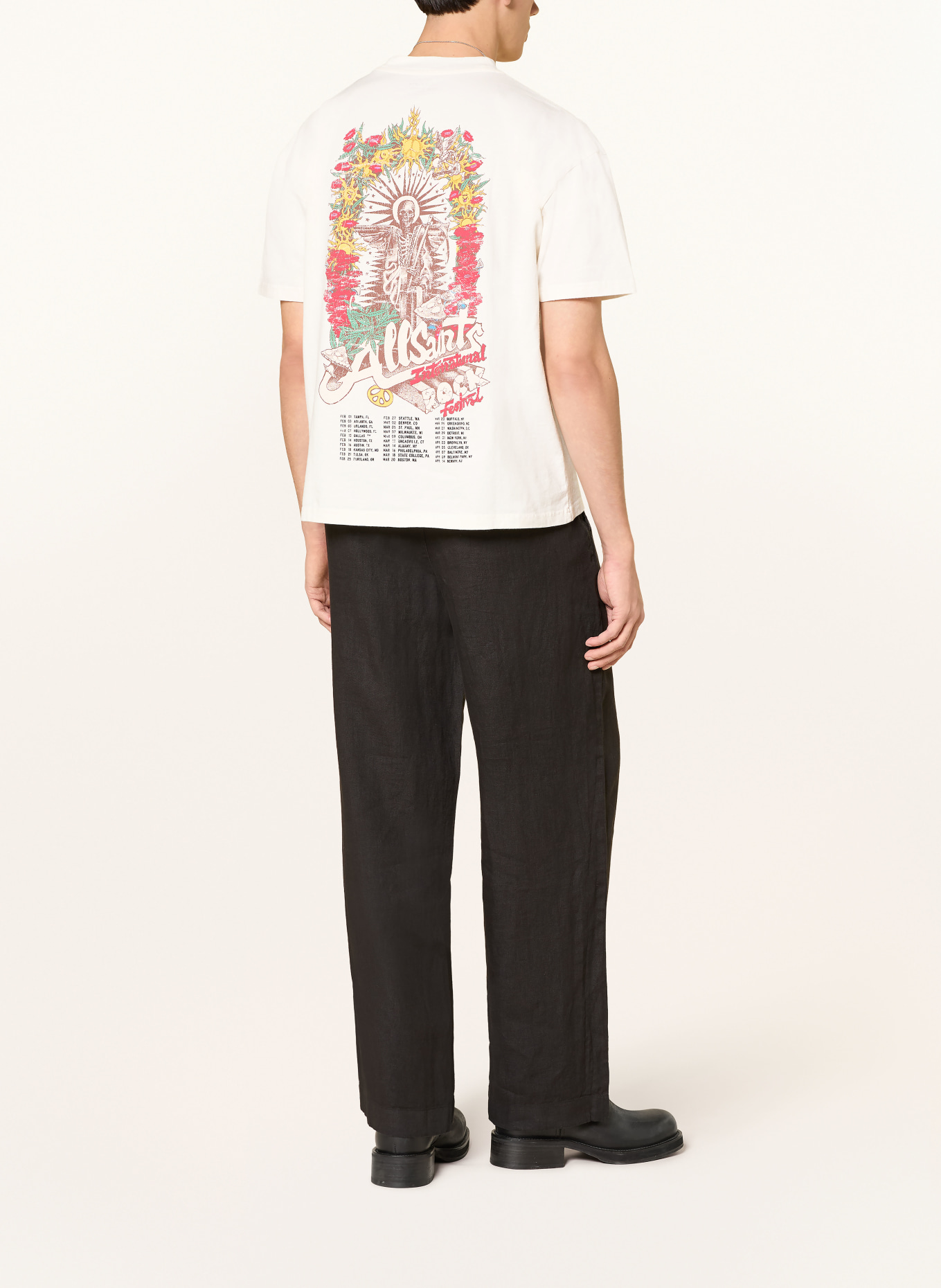 ALLSAINTS T-Shirt ROQUE: ECRU / ROT / DUNKELGELB