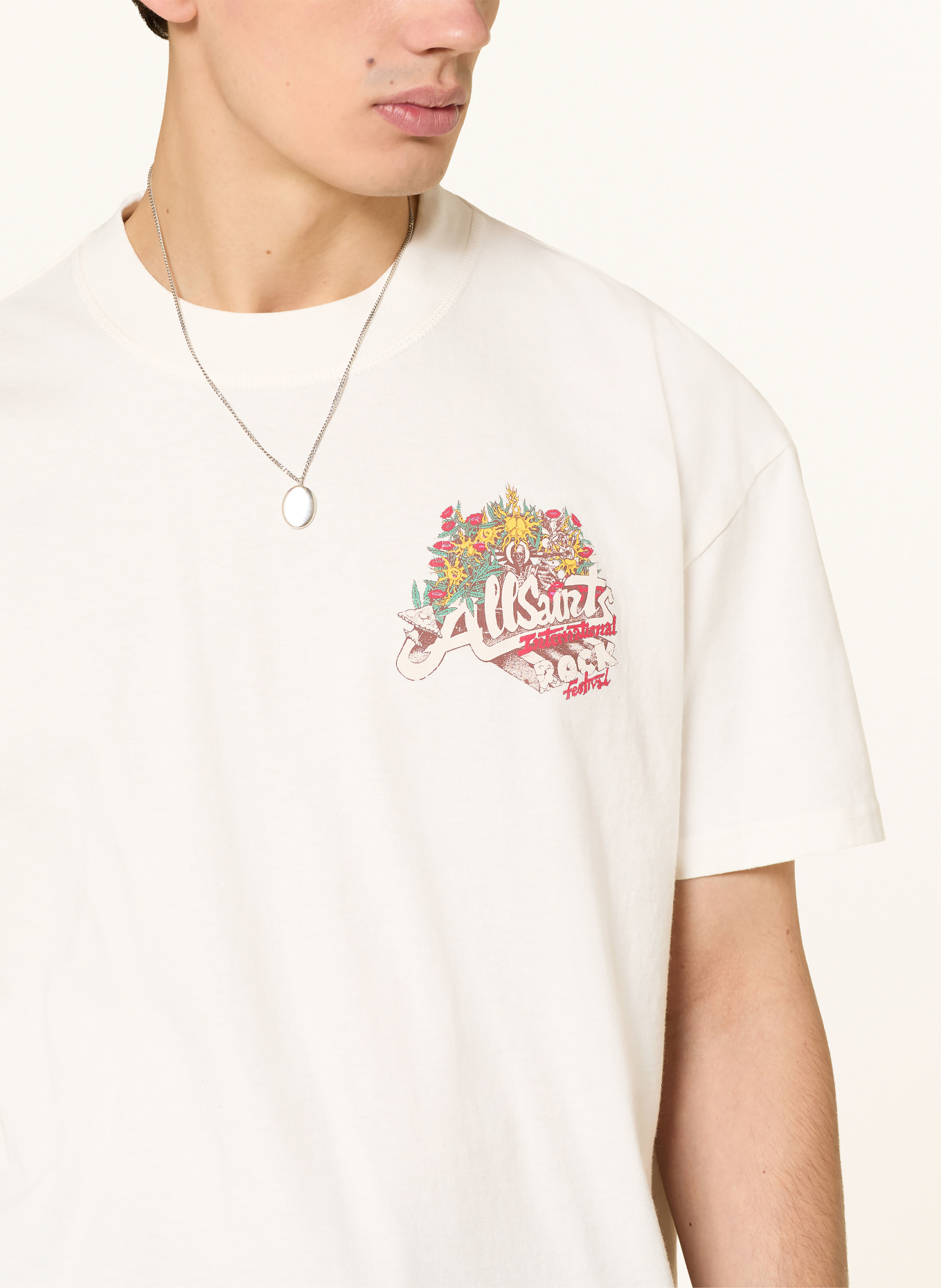 ALLSAINTS T-Shirt ROQUE: ECRU / ROT / DUNKELGELB