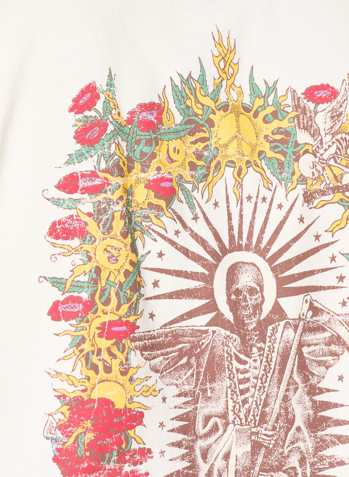 ALLSAINTS T-Shirt ROQUE: ECRU / ROT / DUNKELGELB