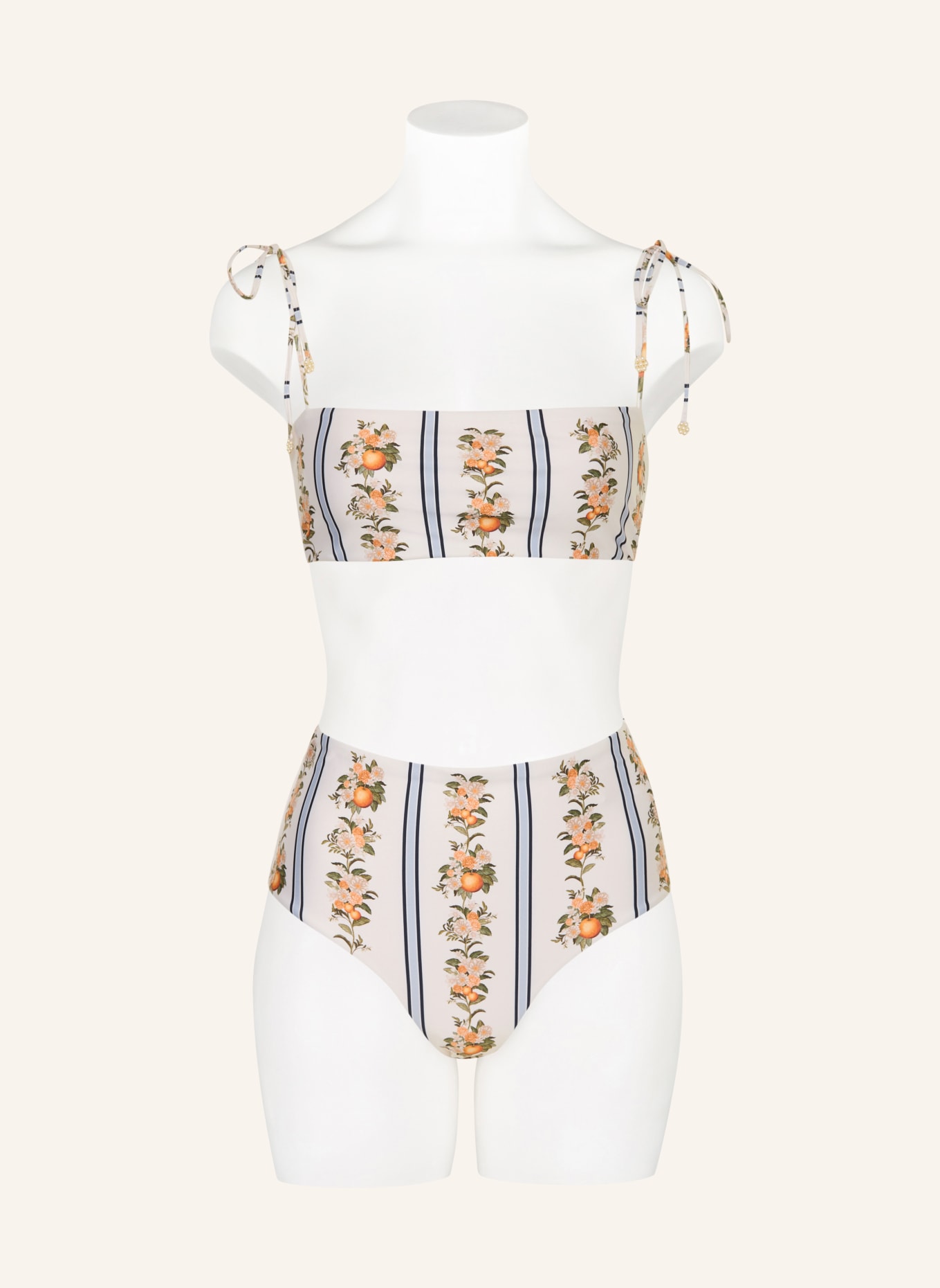 Agua by Agua Bendita Bikinibroekje met hoge taille MAGENTA VALLE: CRÈME / BLAUWGRIJS / ORANJE