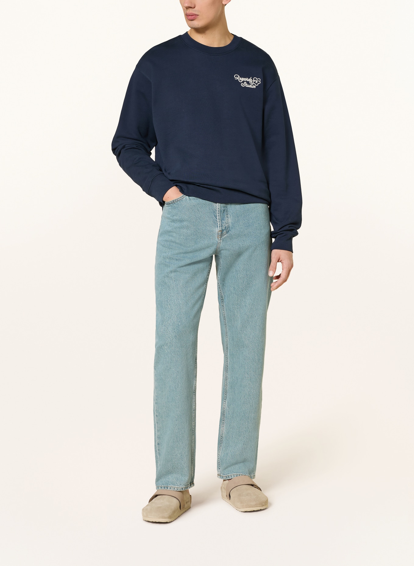 REGARDS Sweatshirt FLOWER ICON '26: DUNKELBLAU / WEISS