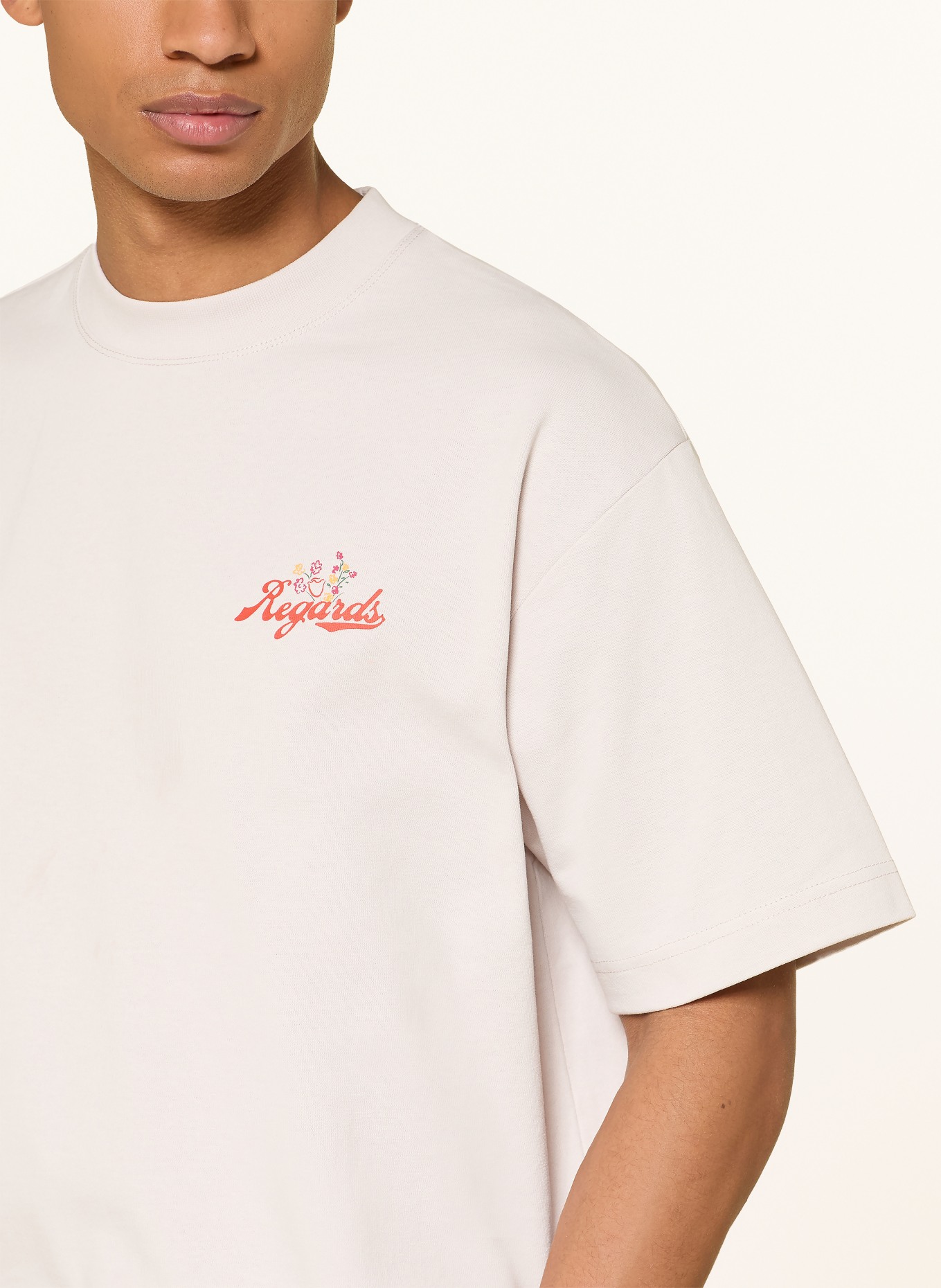 REGARDS T-Shirt: BEIGE / ROT / GELB
