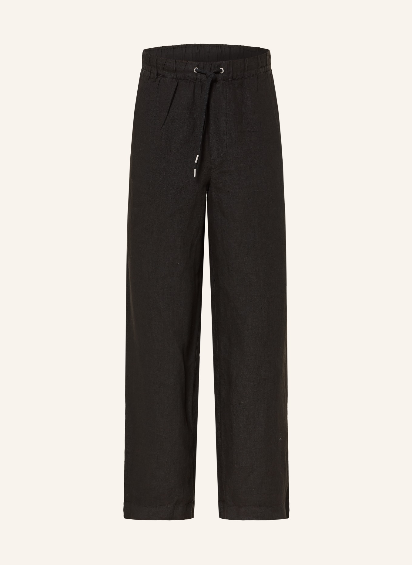 ALLSAINTS SHARP Straight Fit Linen Pants: BLACK