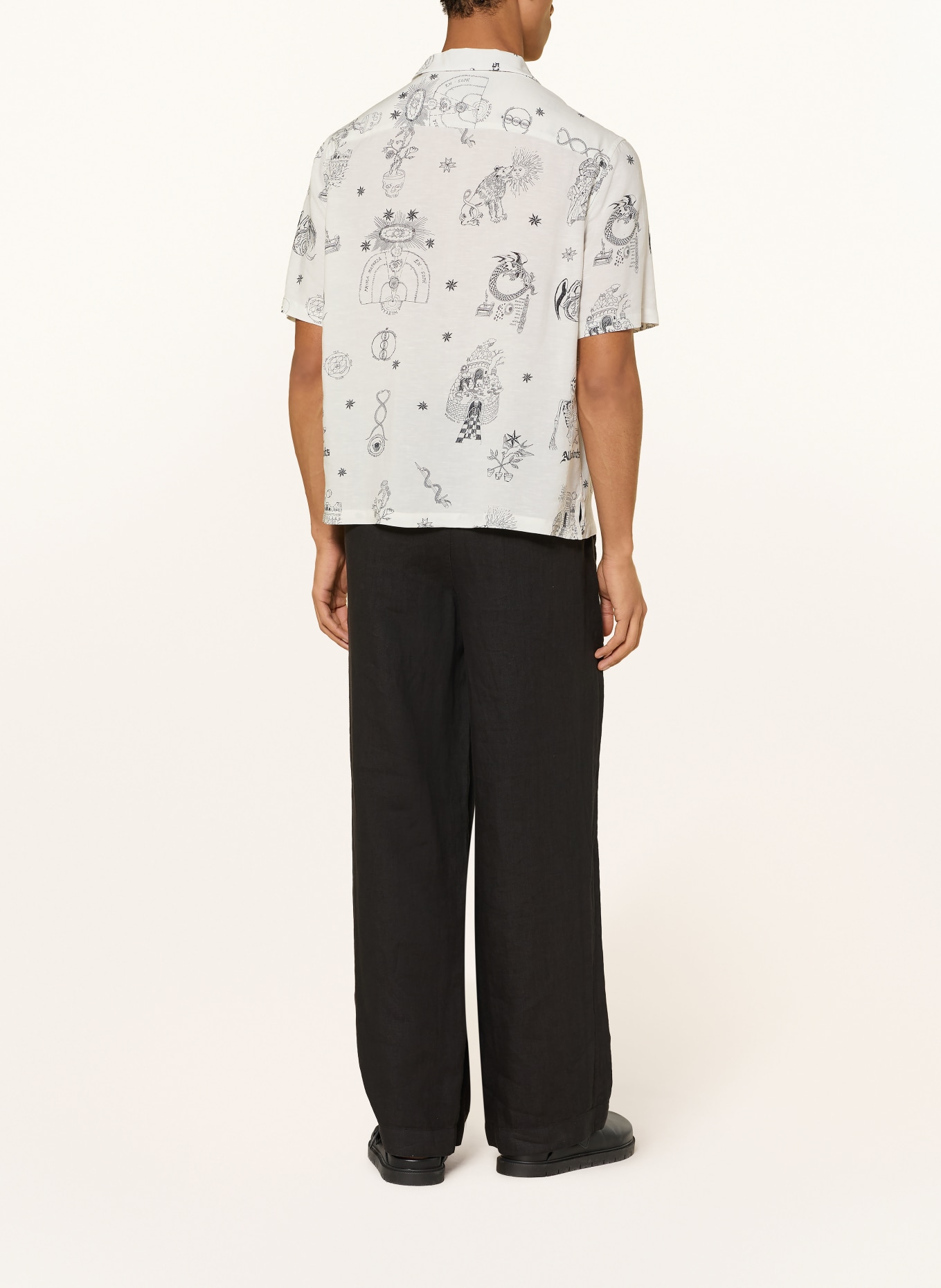 ALLSAINTS SHARP Straight Fit Linen Pants: BLACK