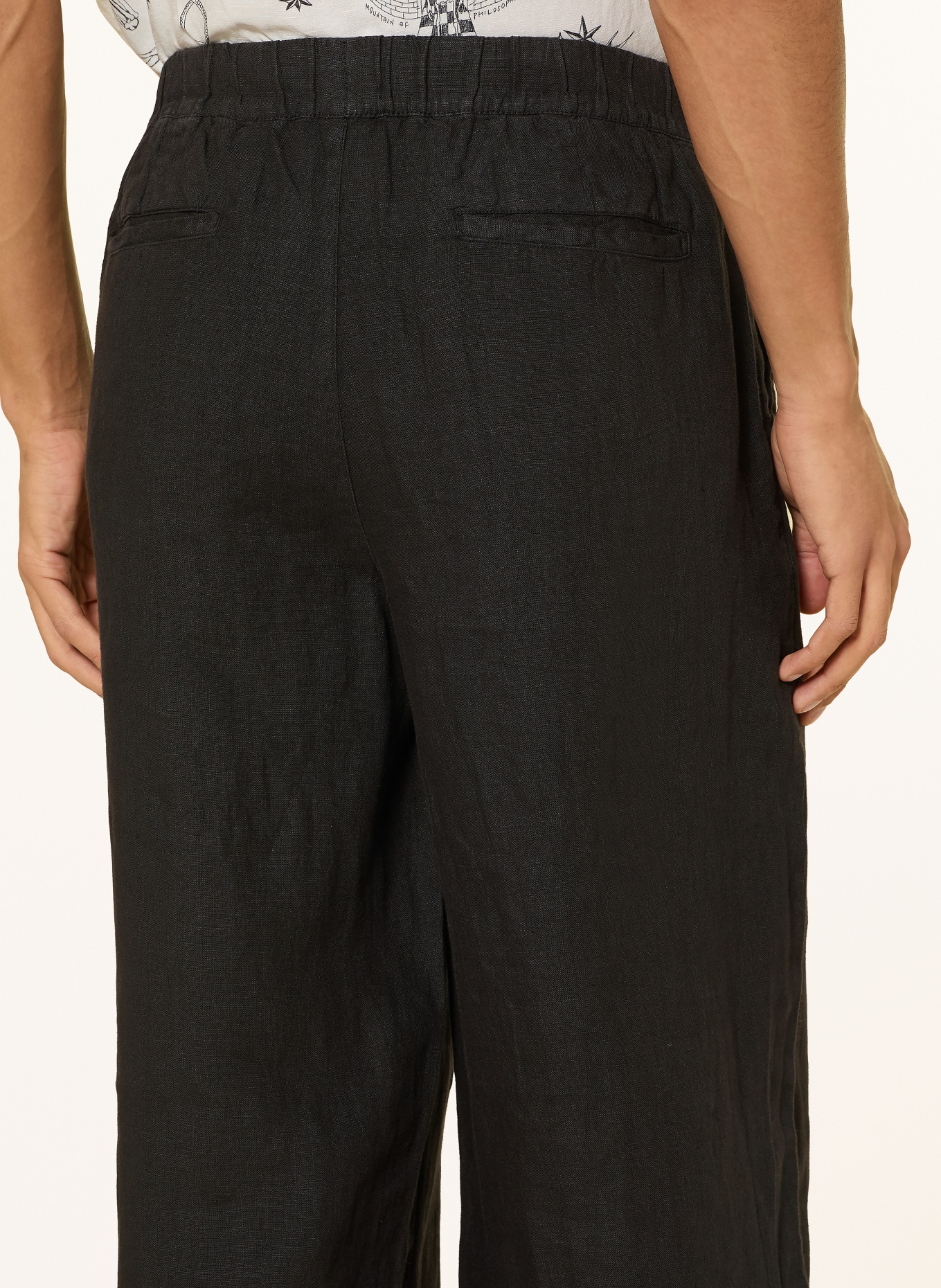 ALLSAINTS SHARP Straight Fit Linen Pants: BLACK
