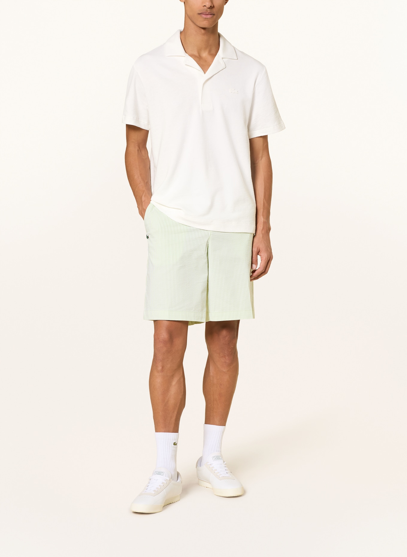LACOSTE Knit polo shirt: WHITE