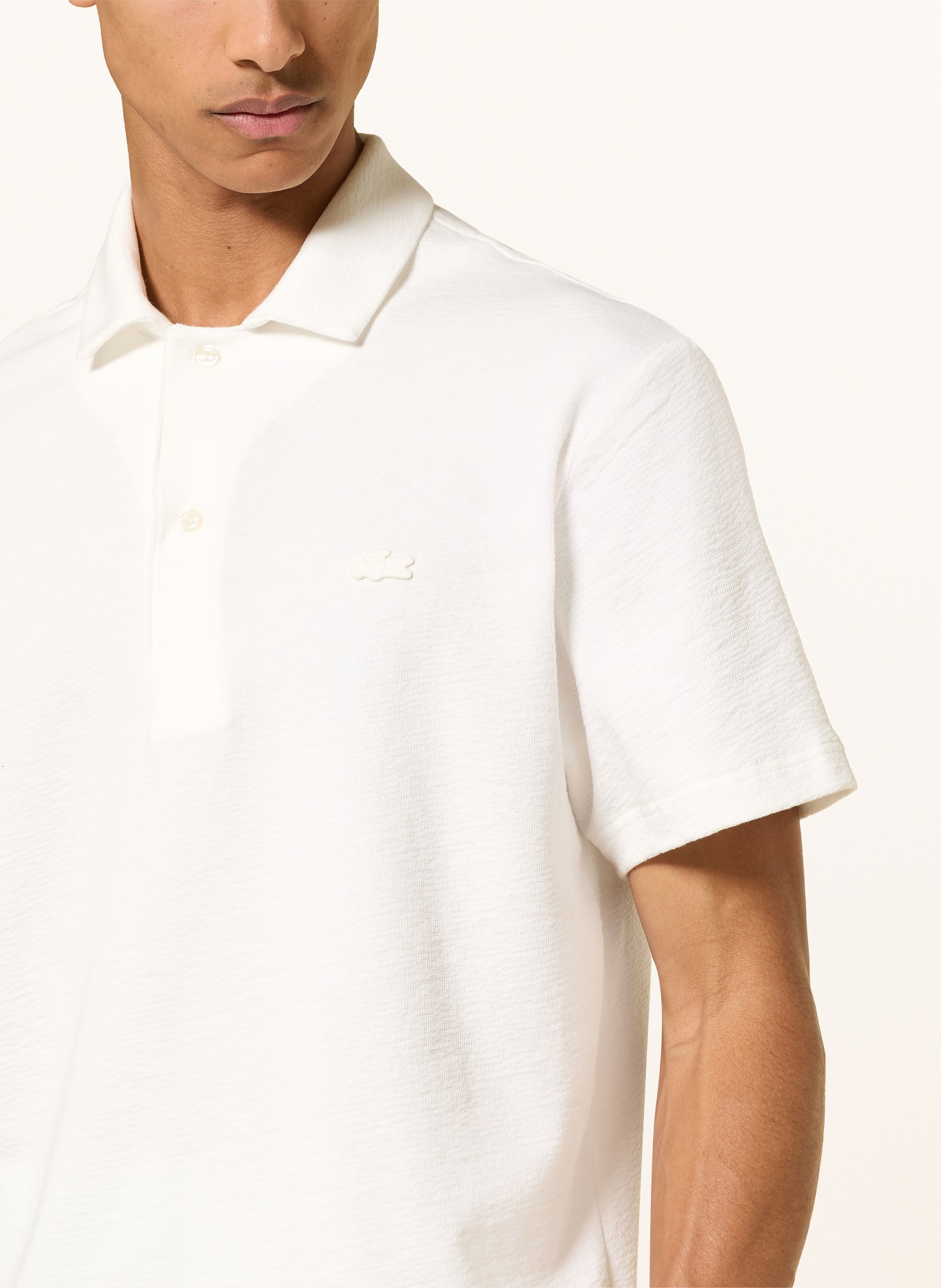 LACOSTE Knit polo shirt: WHITE