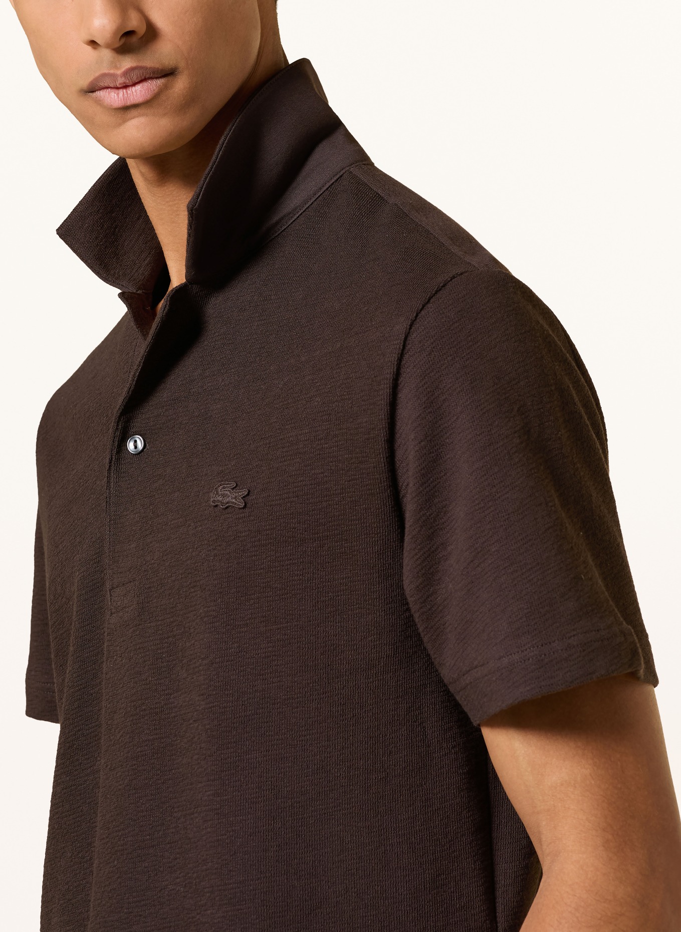 LACOSTE Sweter polo: CIEMNOBRĄZOWY