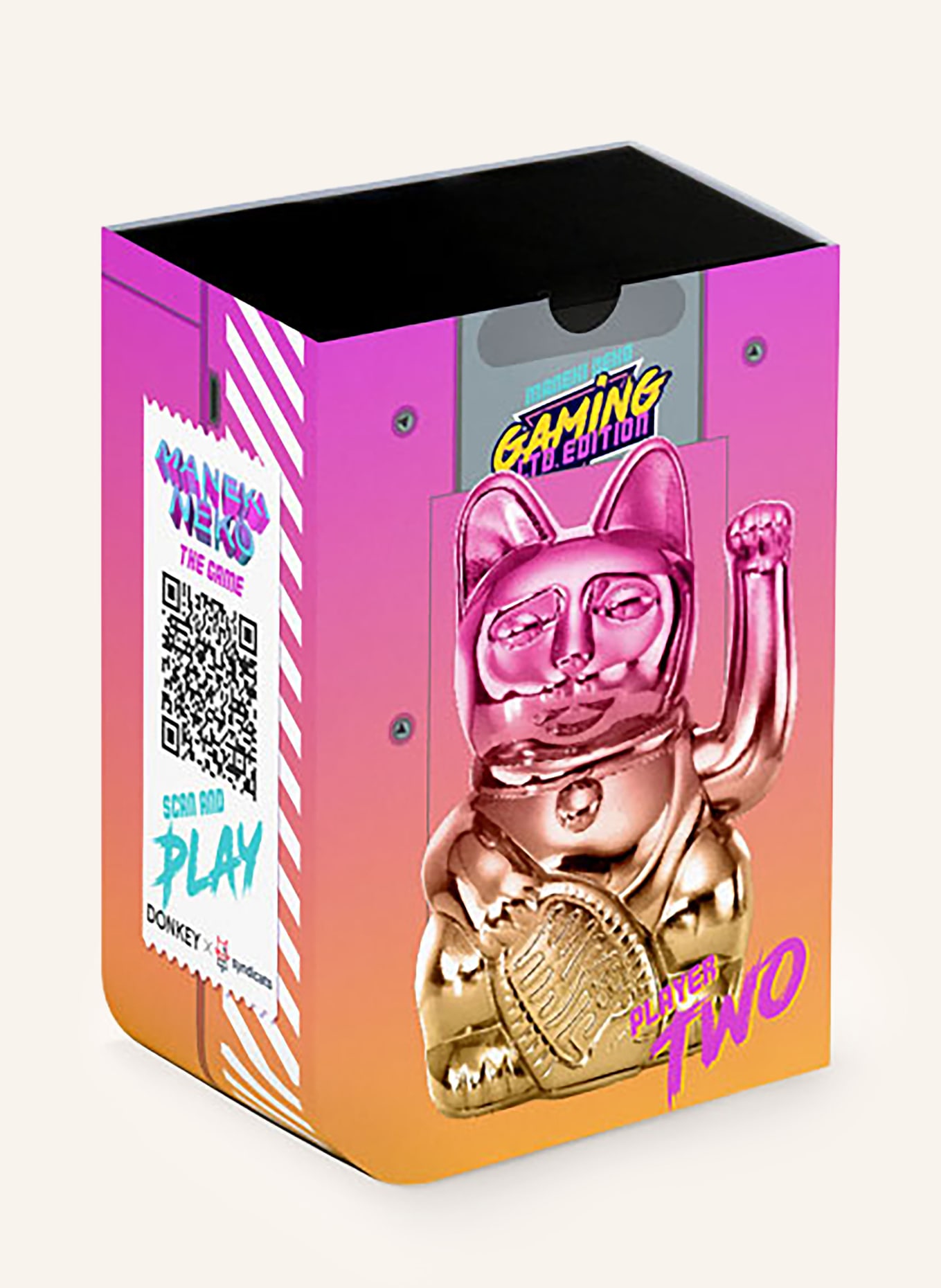 DONKEY Dekofigur LUCKY CAT PLAYER TWO: FUCHSIA