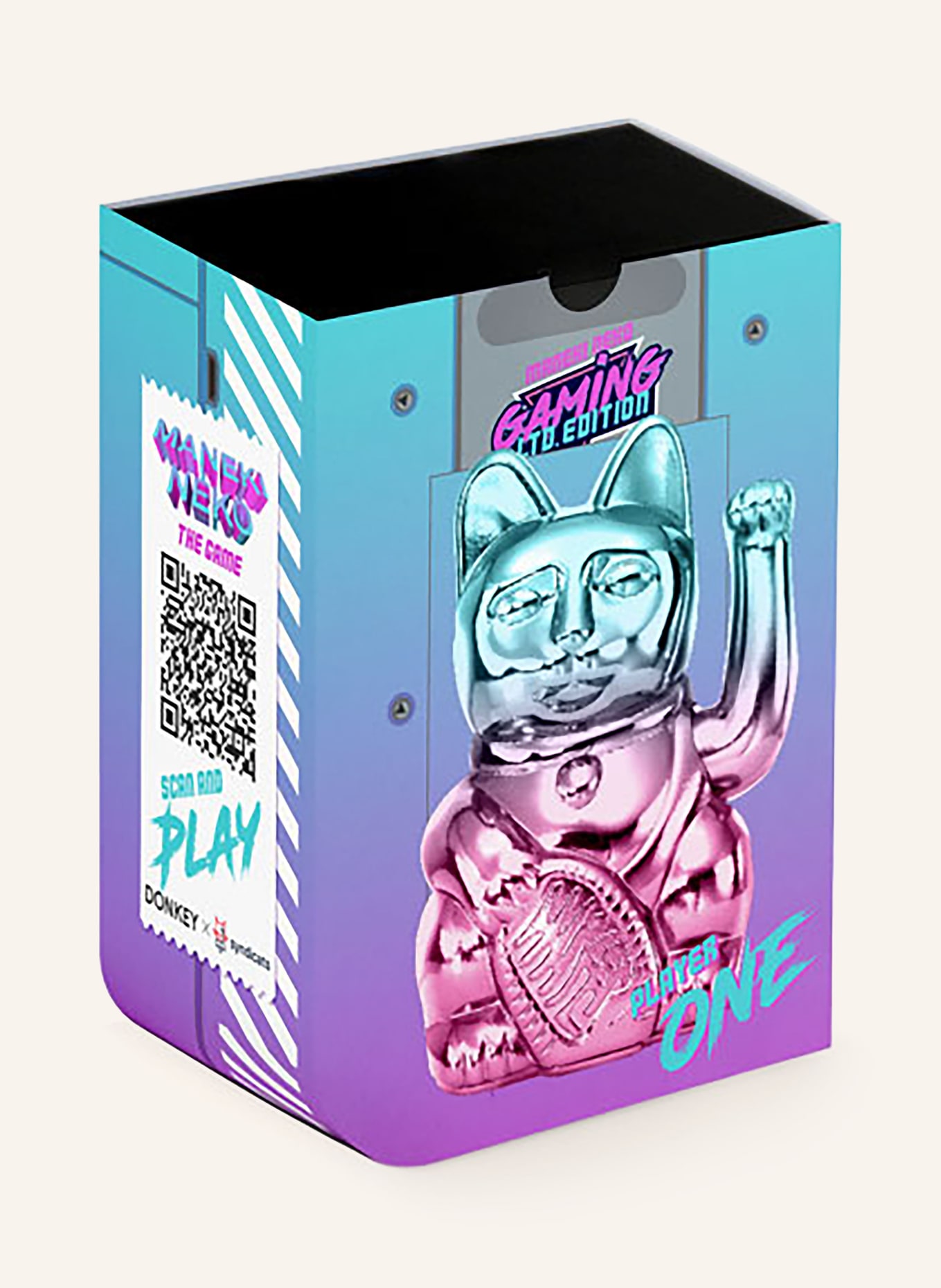 DONKEY Dekofigur LUCKY CAT PLAYER ONE: PINK / HELLBLAU