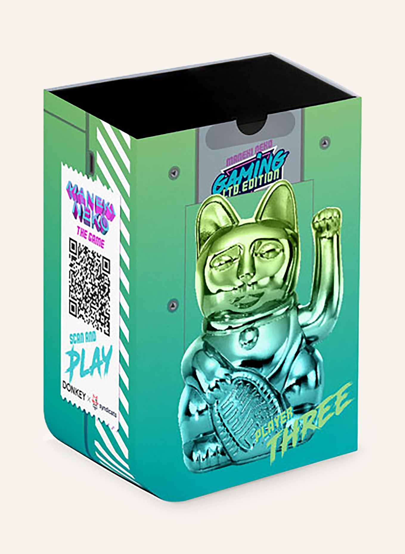DONKEY Dekofigur LUCKY CAT PLAYER THREE: GRÜN / MINT