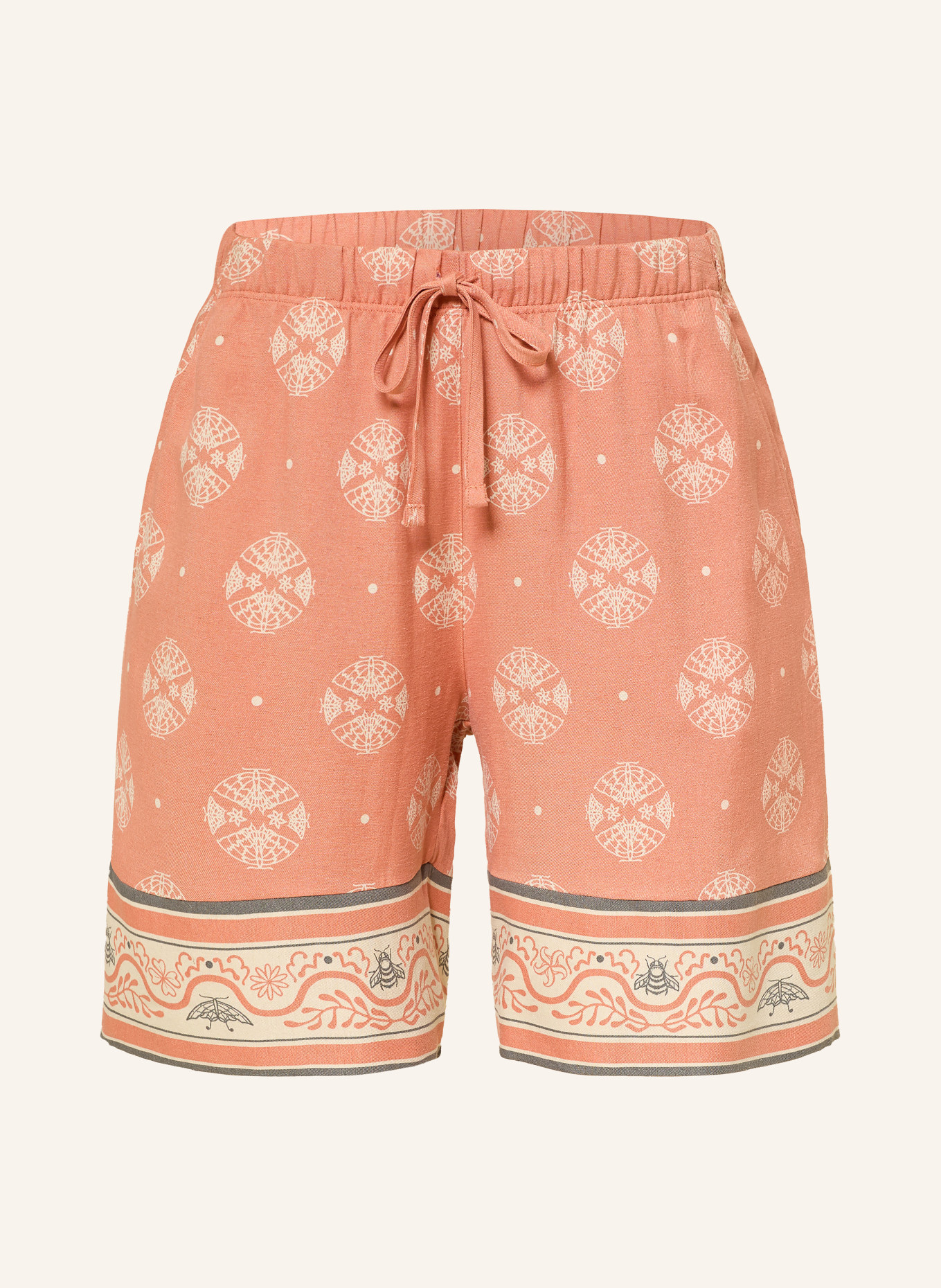 HANRO Schlafshorts URBAN CASUALS: HELLORANGE / CREME / DUNKELGRAU