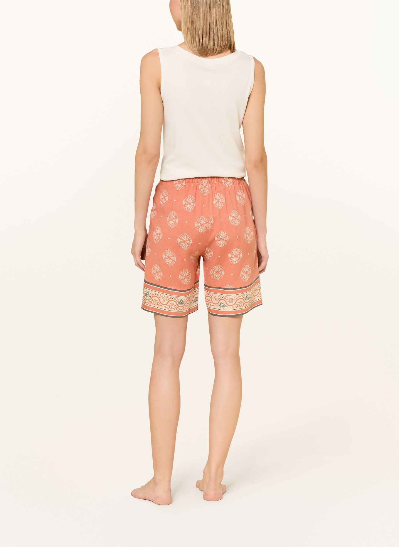HANRO Schlafshorts URBAN CASUALS: HELLORANGE / CREME / DUNKELGRAU