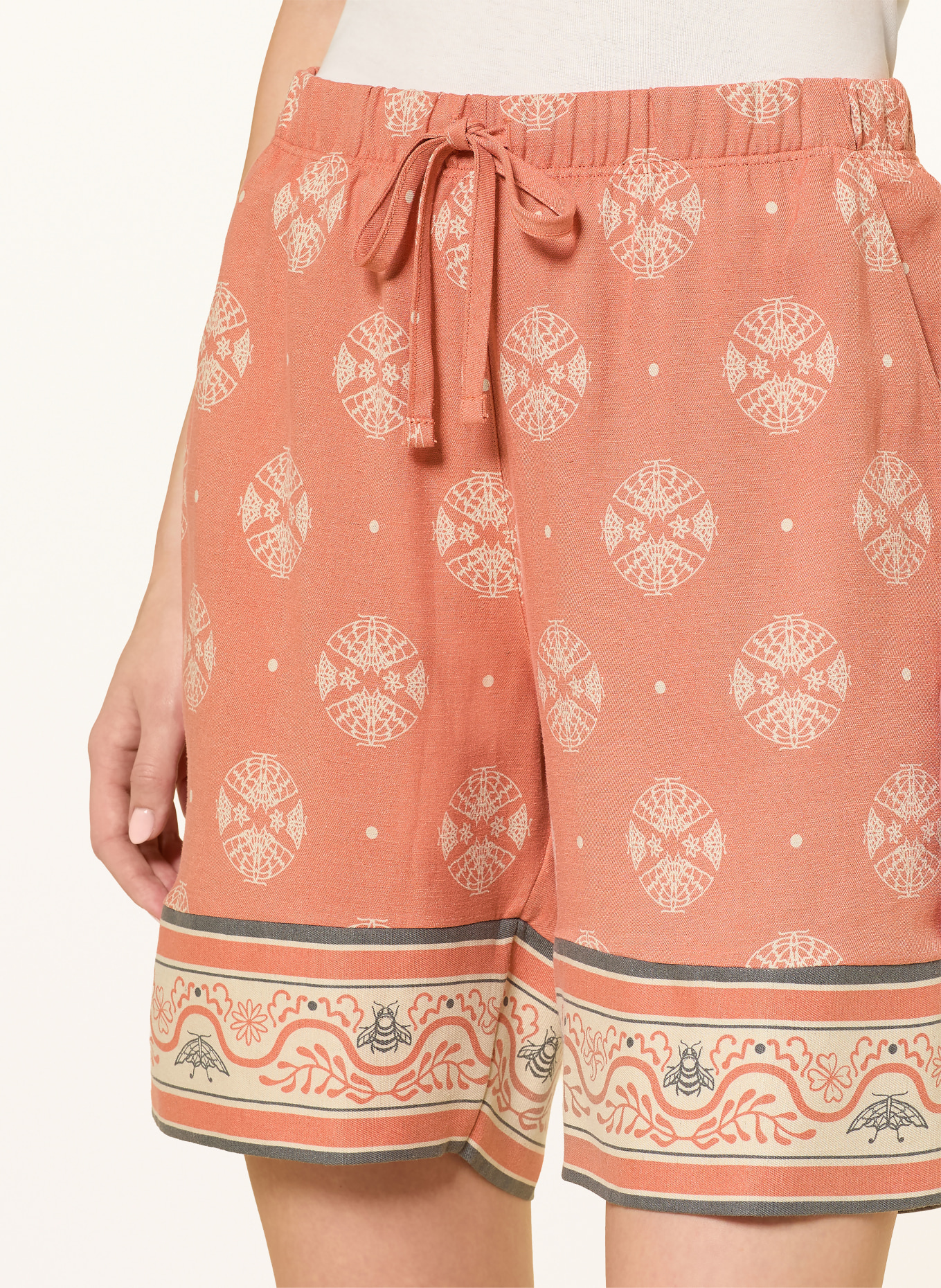 HANRO Schlafshorts URBAN CASUALS: HELLORANGE / CREME / DUNKELGRAU