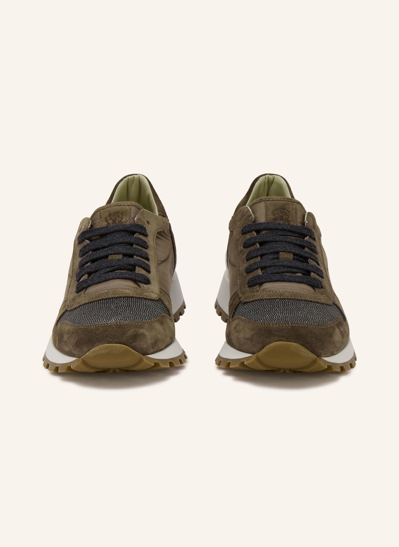 BRUNELLO CUCINELLI Sneaker mit Schmucksteinen: DUNKELBRAUN / BRAUN