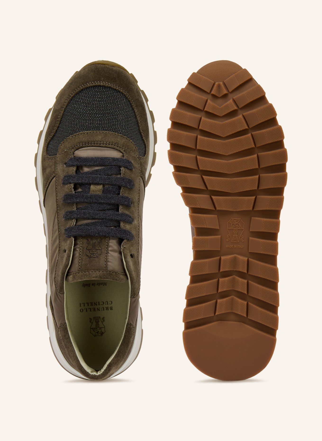 BRUNELLO CUCINELLI Sneaker mit Schmucksteinen: DUNKELBRAUN / BRAUN