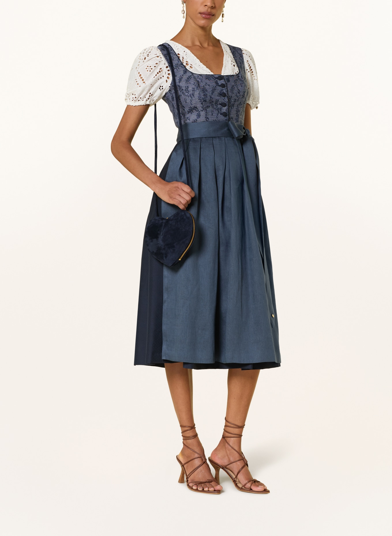 Dirndl & Bua Schoudertas AGNES: DONKERBLAUW / GOUD