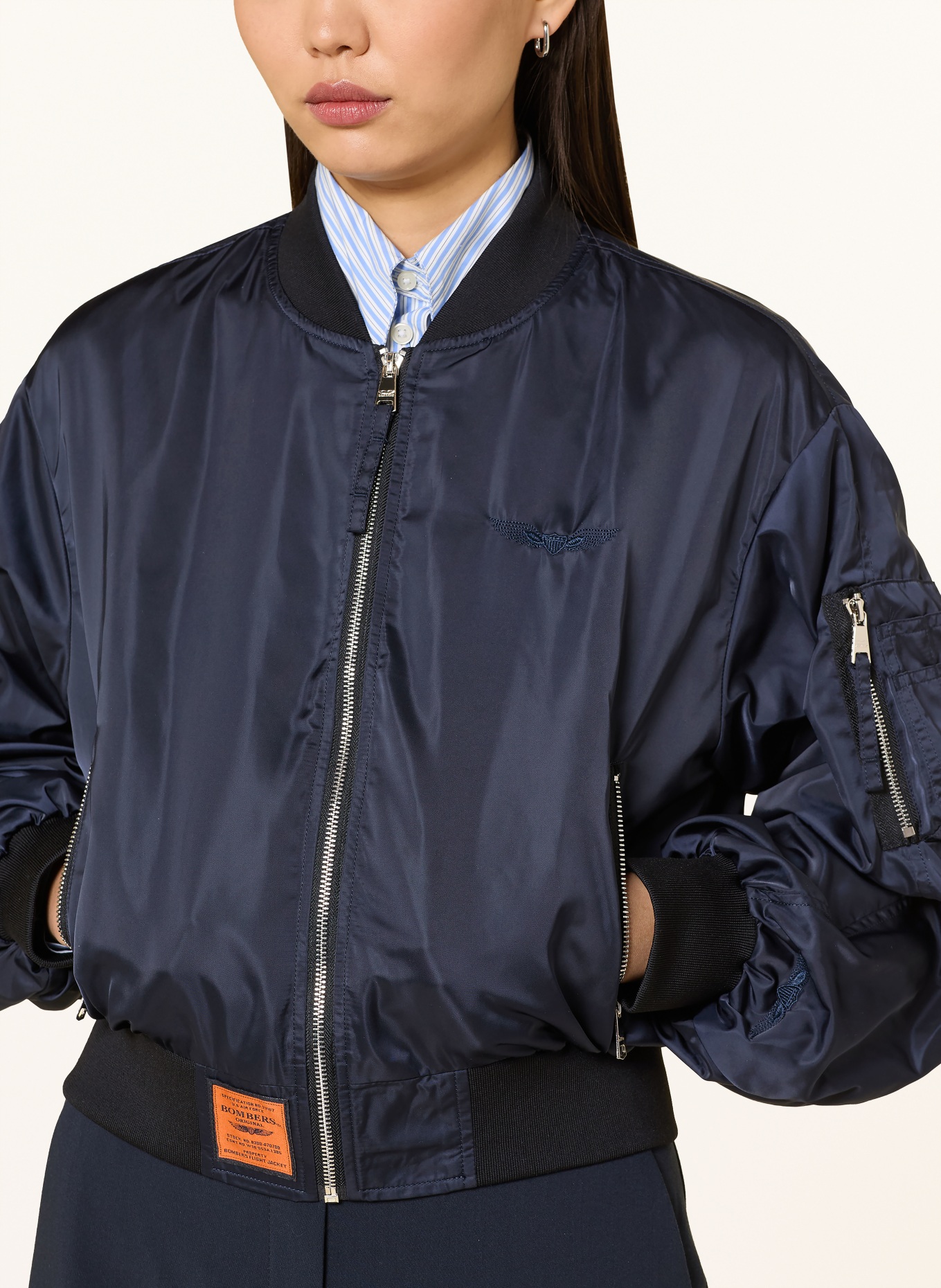 BOMBERS ORIGINAL Satinblouson: DUNKELBLAU