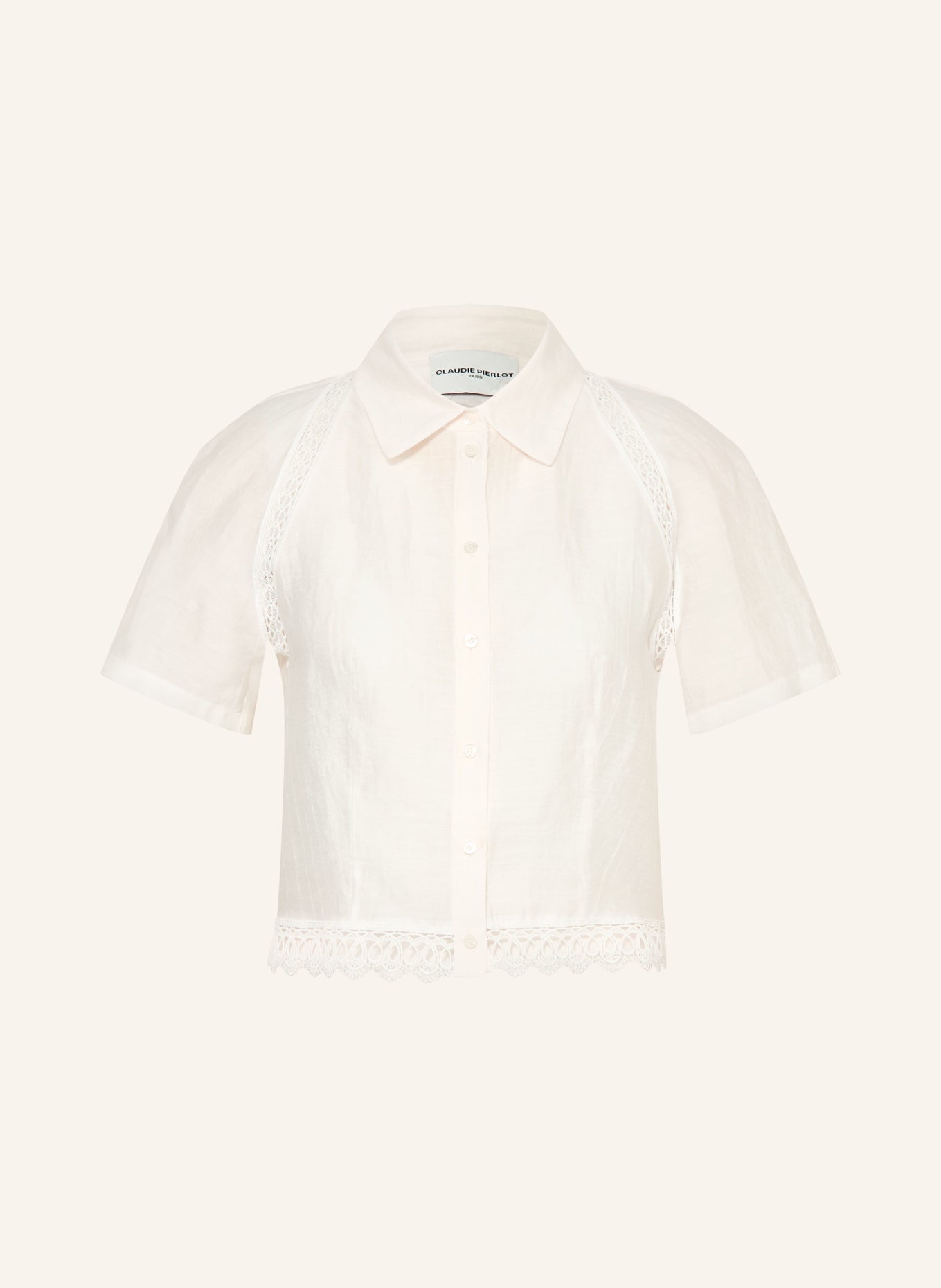 CLAUDIE PIERLOT Hemdbluse mit Spitze: ECRU
