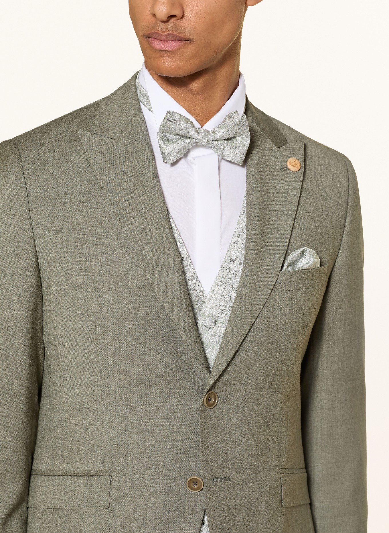 WILVORST Set: Bow tie and pocket square: SILVER / MINT