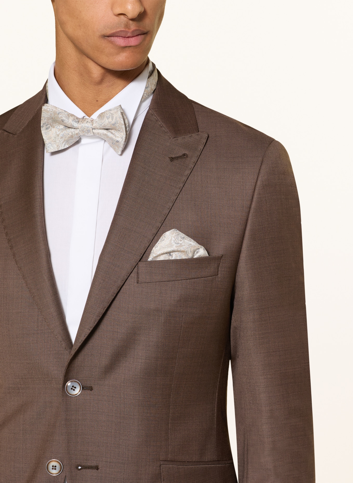 WILVORST Set: Bow tie and pocket square: BEIGE / GRAY